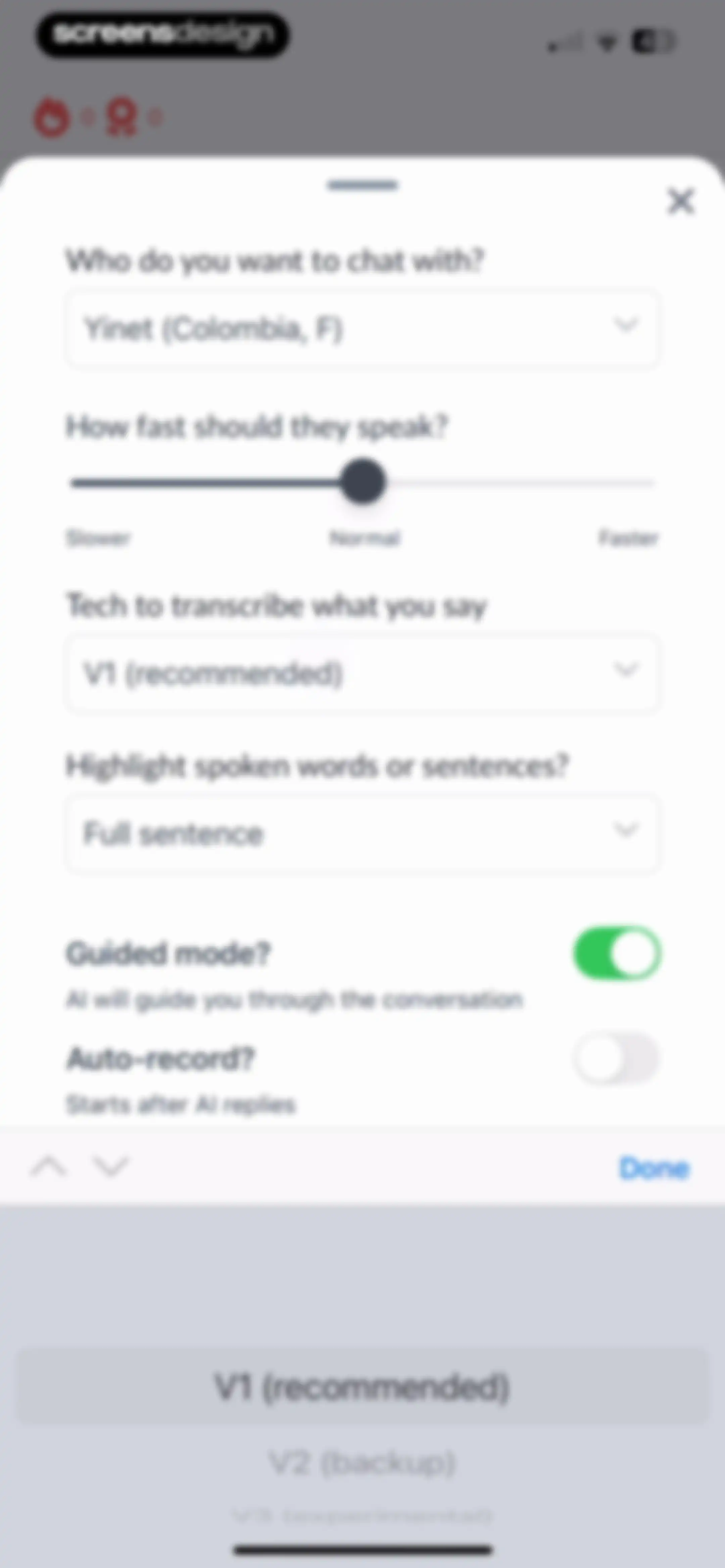 Langua: AI language learning screen 30