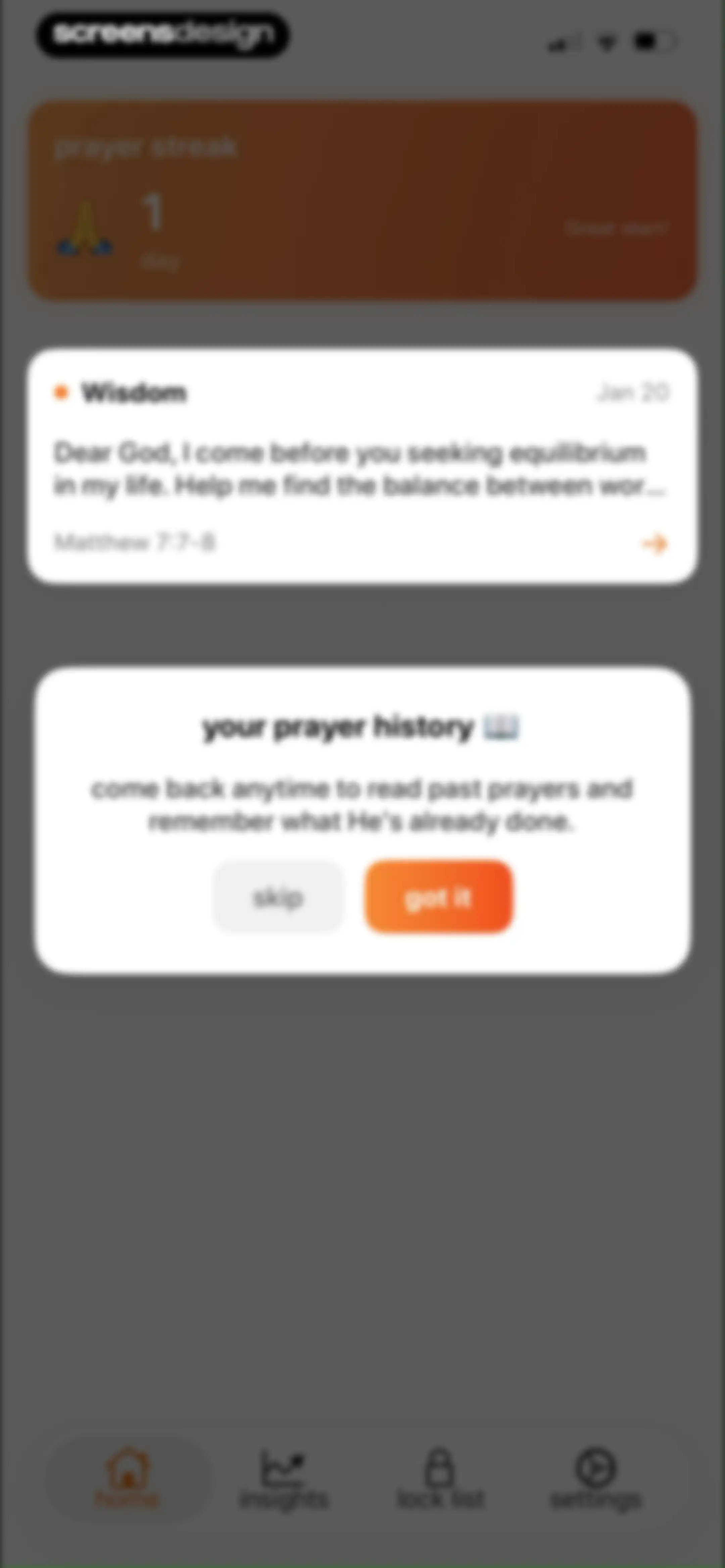 prayer lock: christian focus screen 63