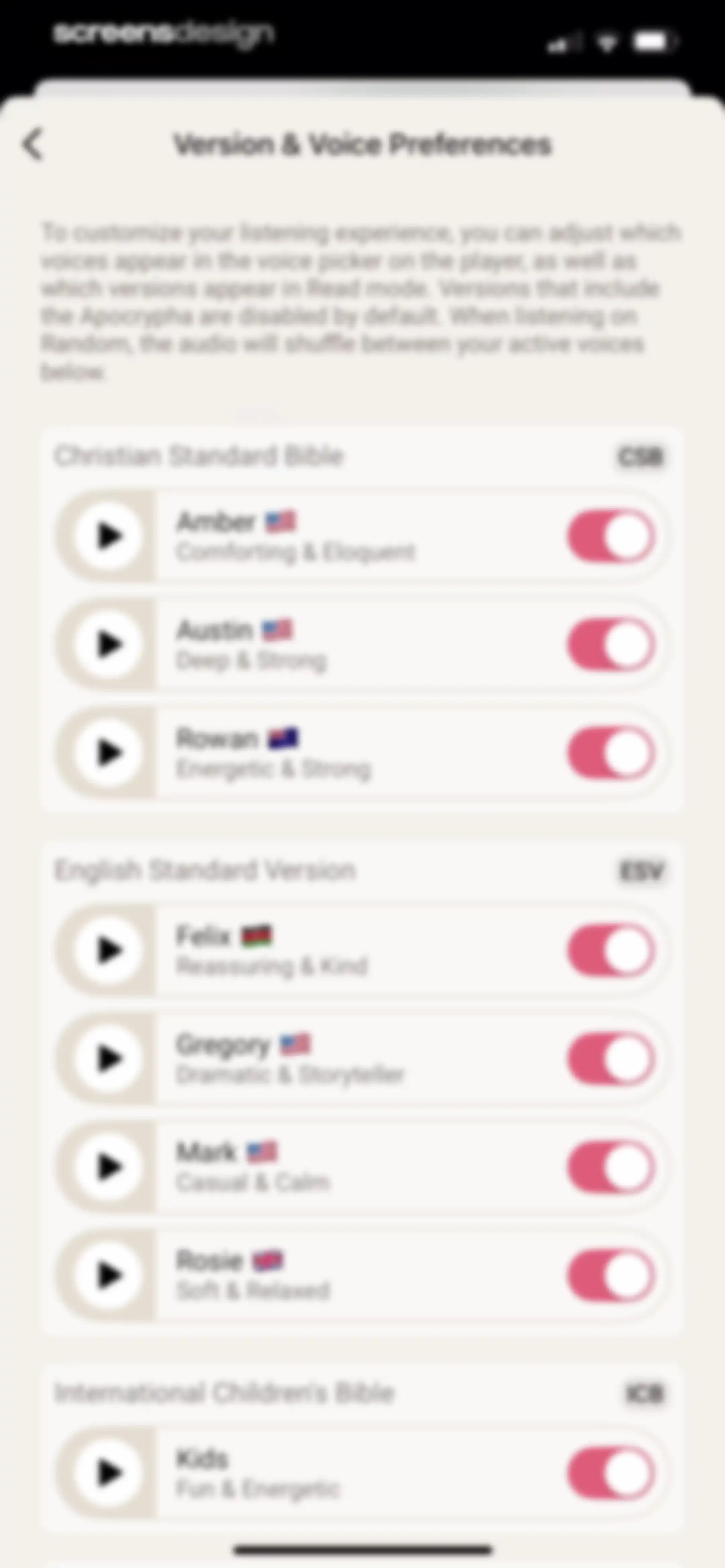 Dwell: Audio Bible screen 120