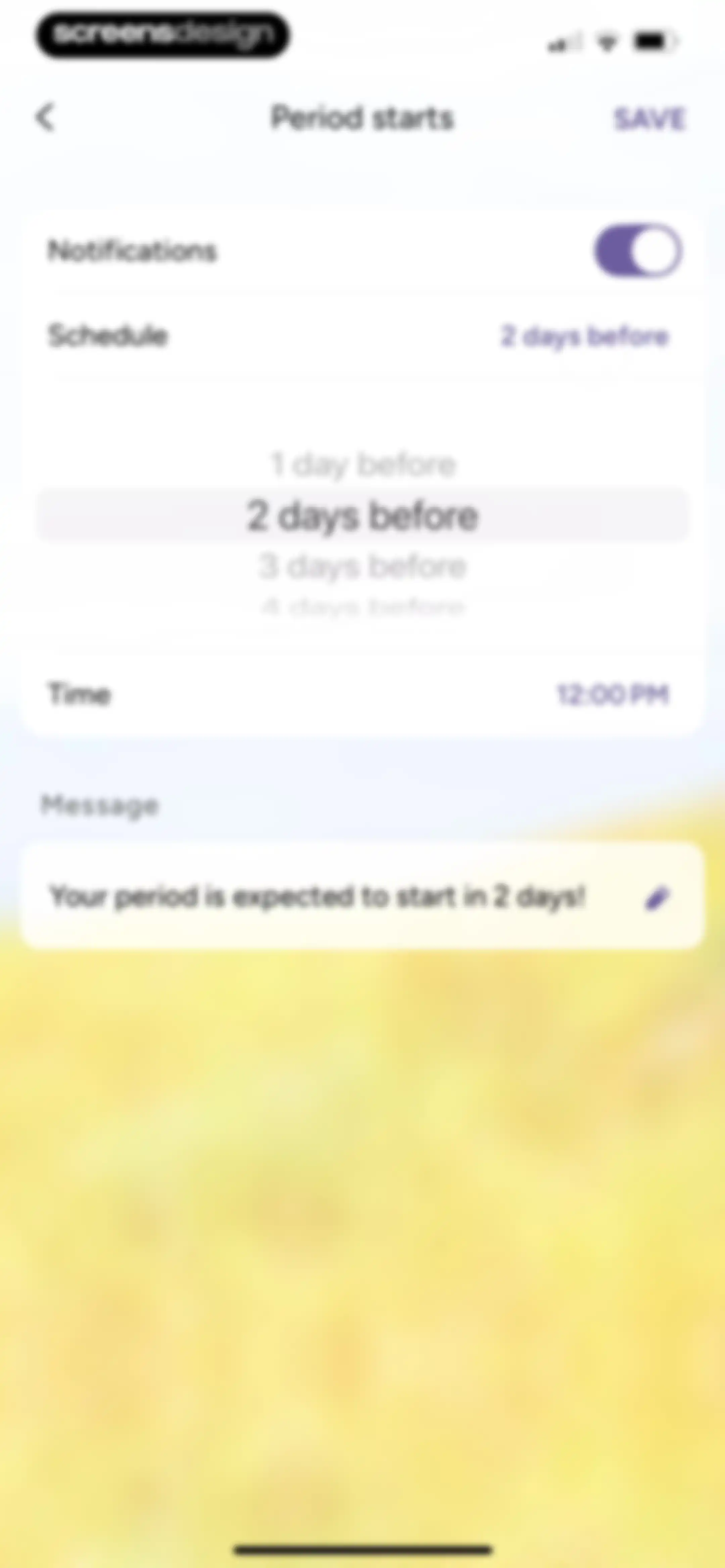 Period Tracker Period Calendar screen 123