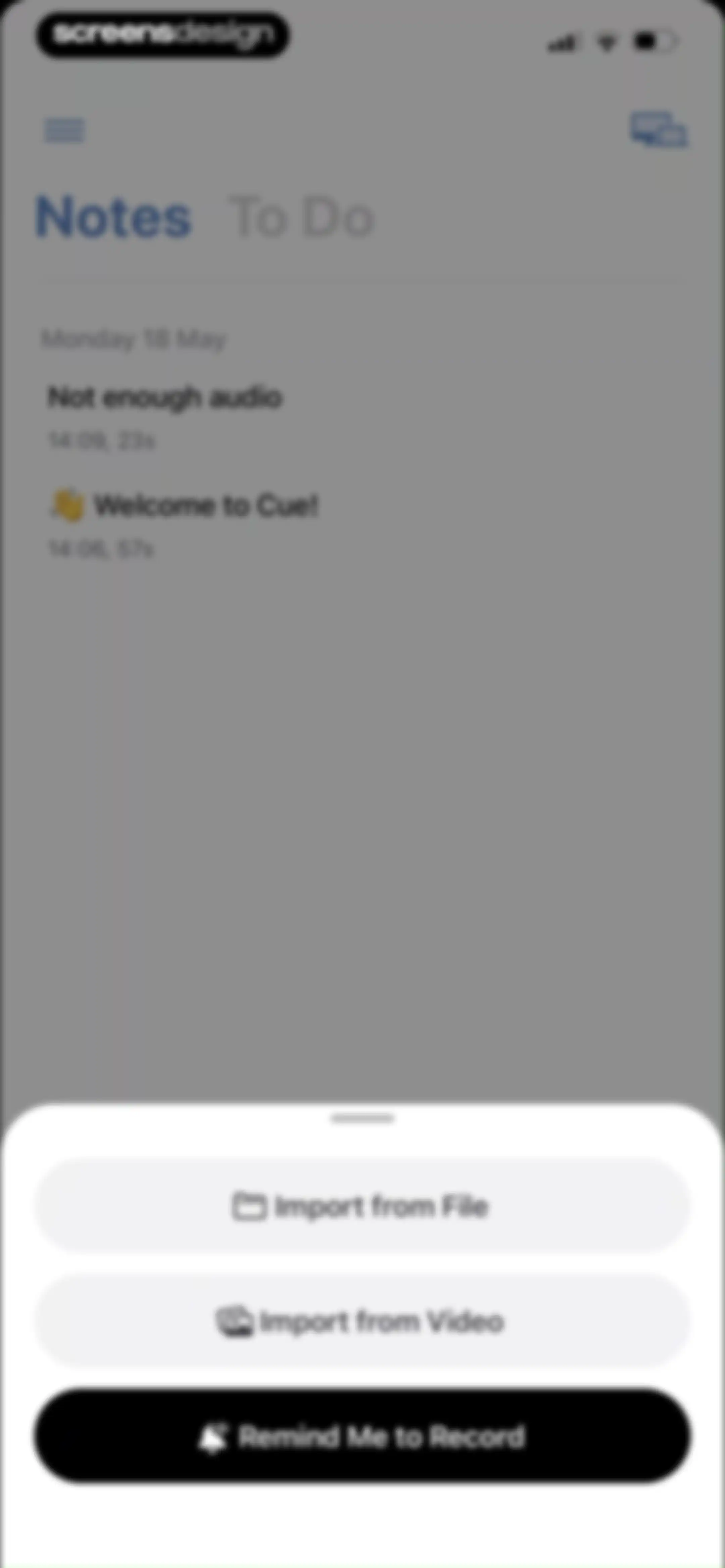 Cue: AI Note Taker & Recorder screen 63