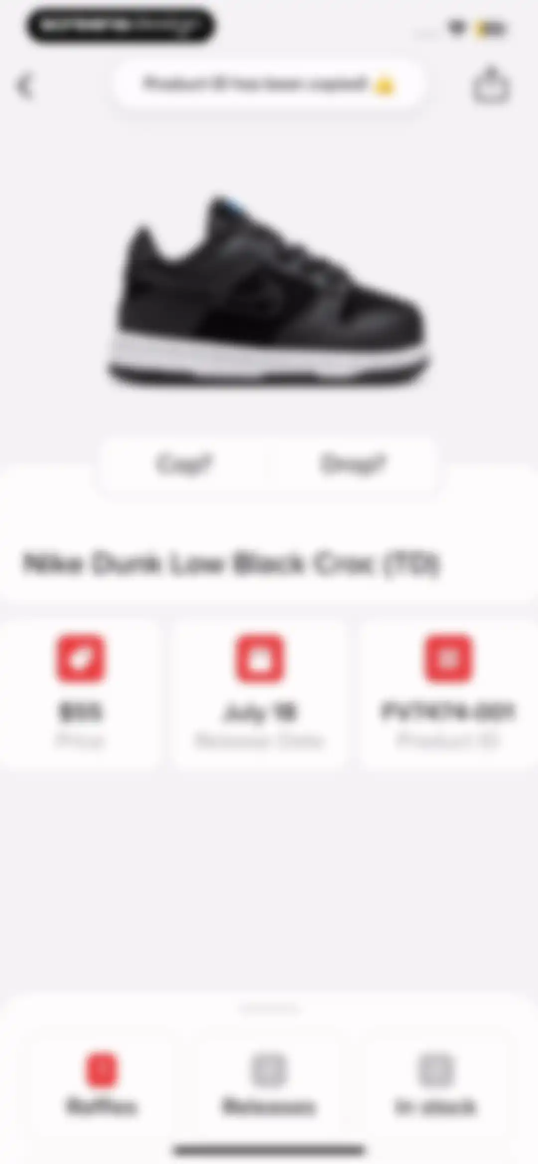 Sneakers Drops: Release＋Raffle screen 17