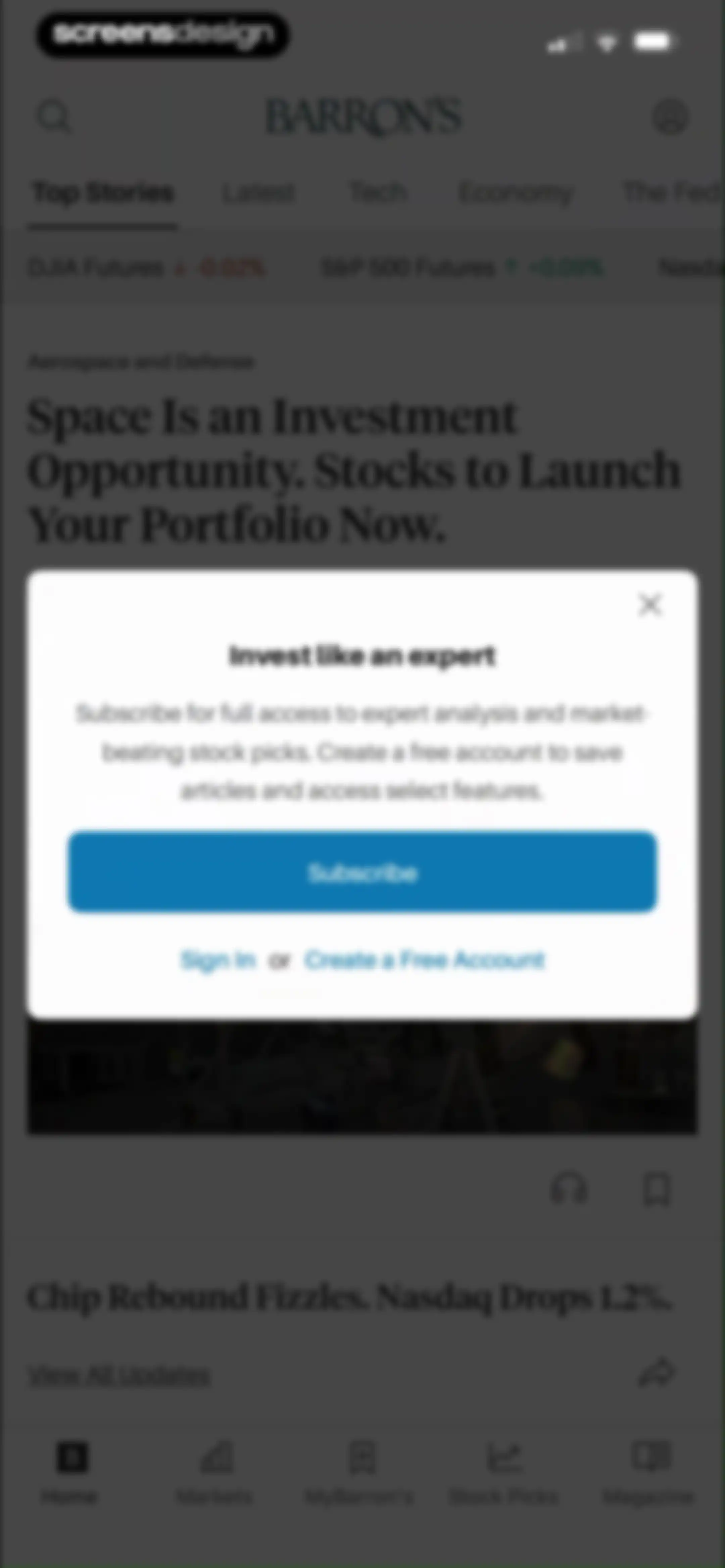 Barron’s - Investing Insights screen 13