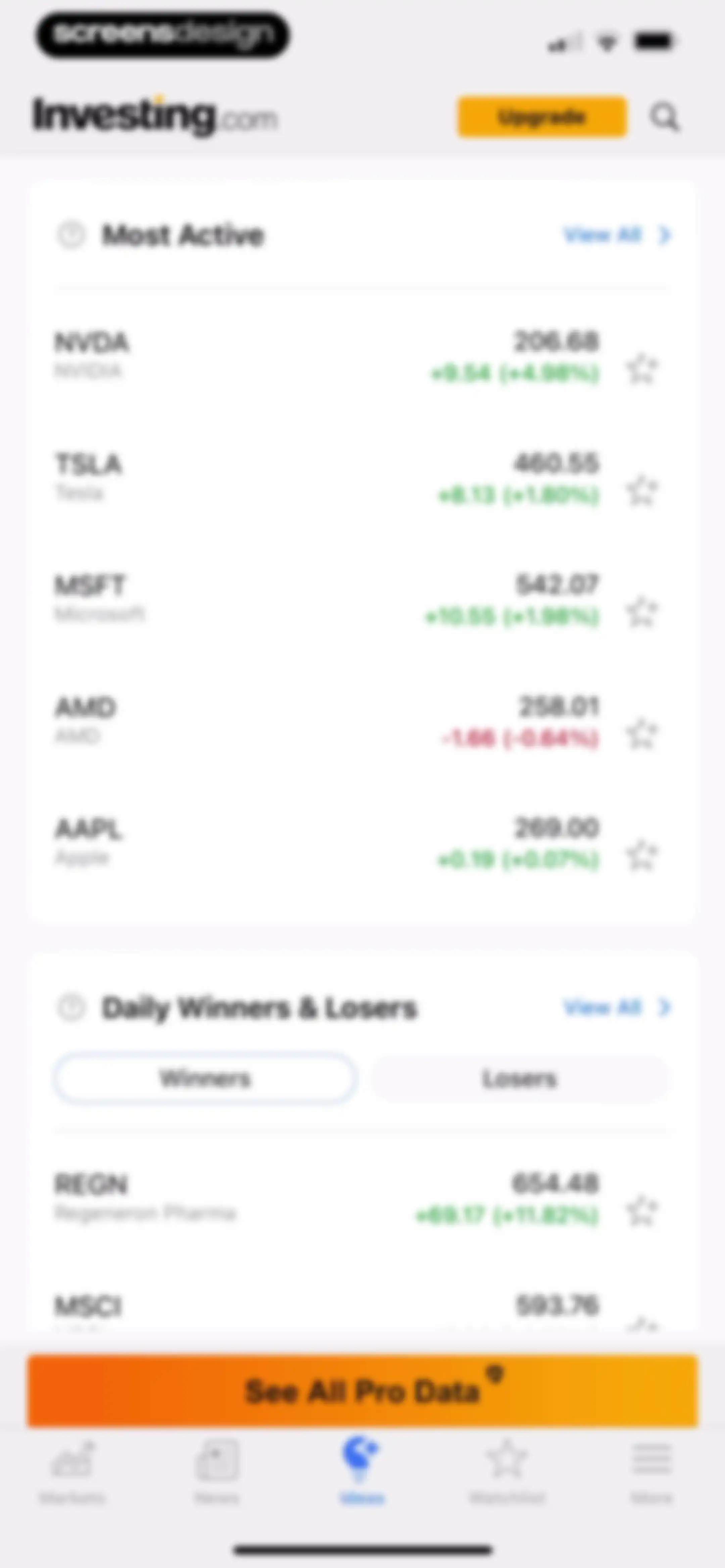 Investing.com: Stock Market screen 109