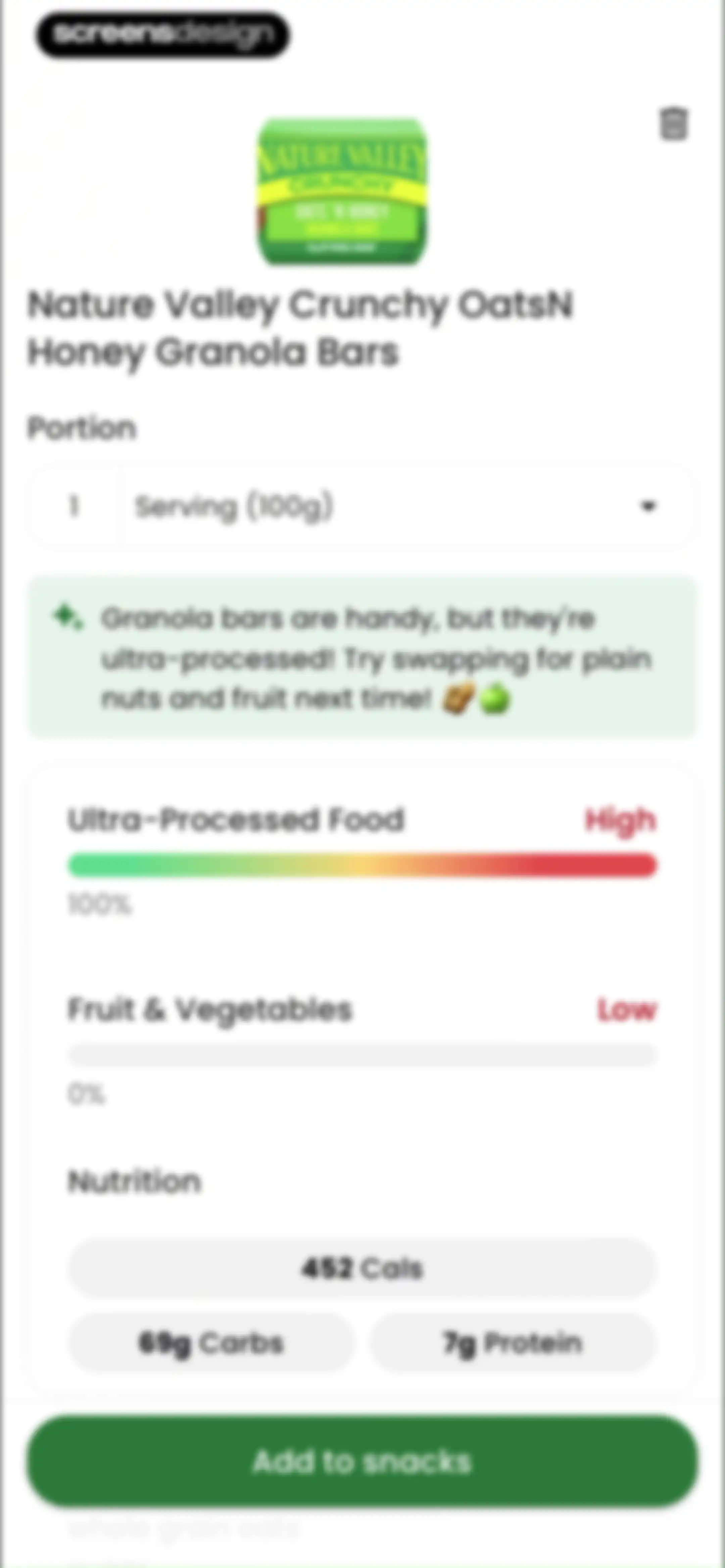 Diabetes food tracker - Gococo screen 111