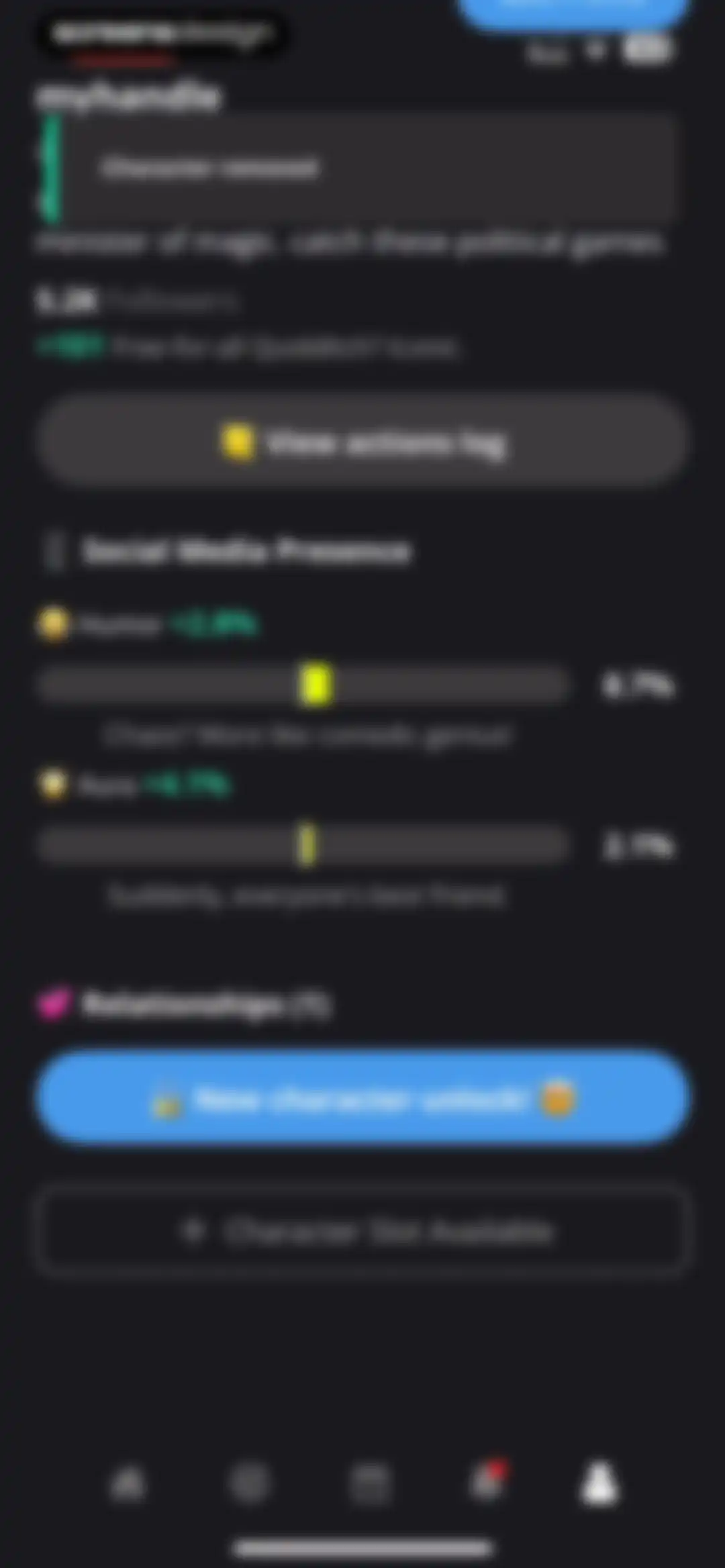 status - sims but social media screen 88