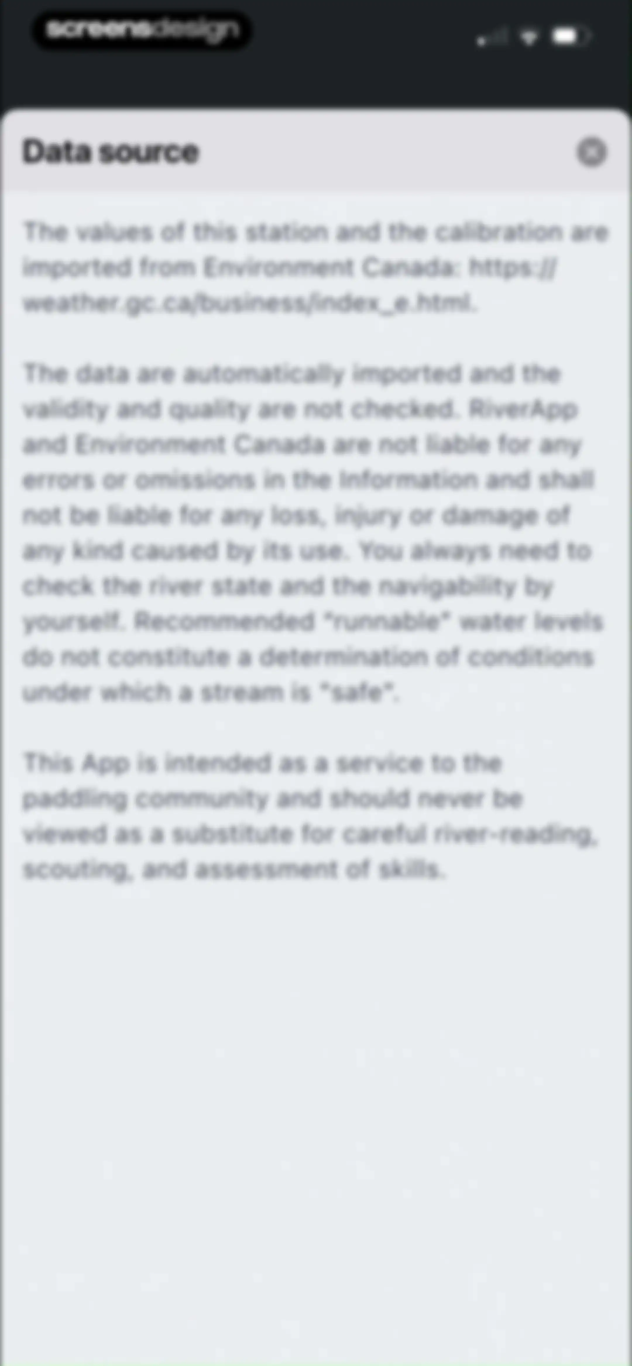 RiverApp - River levels screen 19