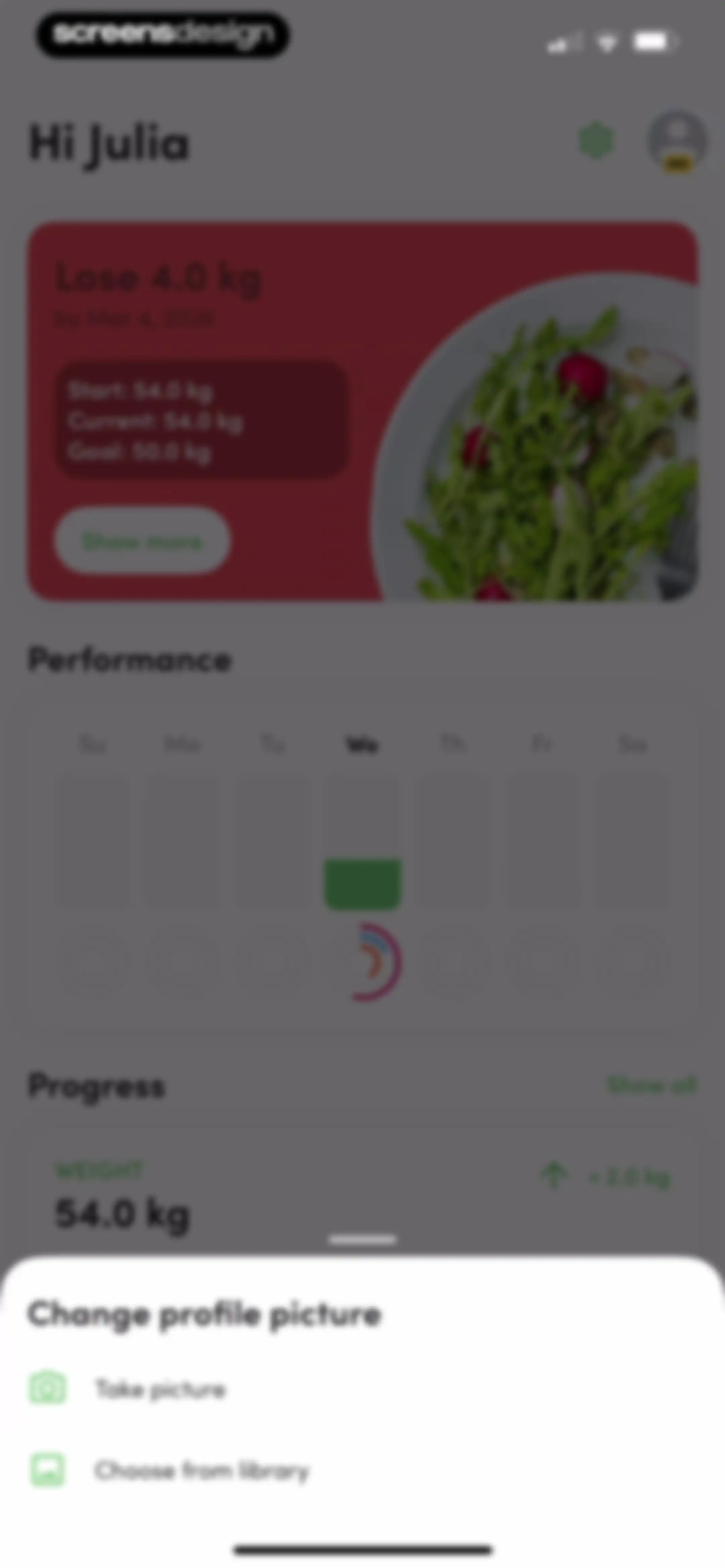 Calories and nutrition tracker screen 106
