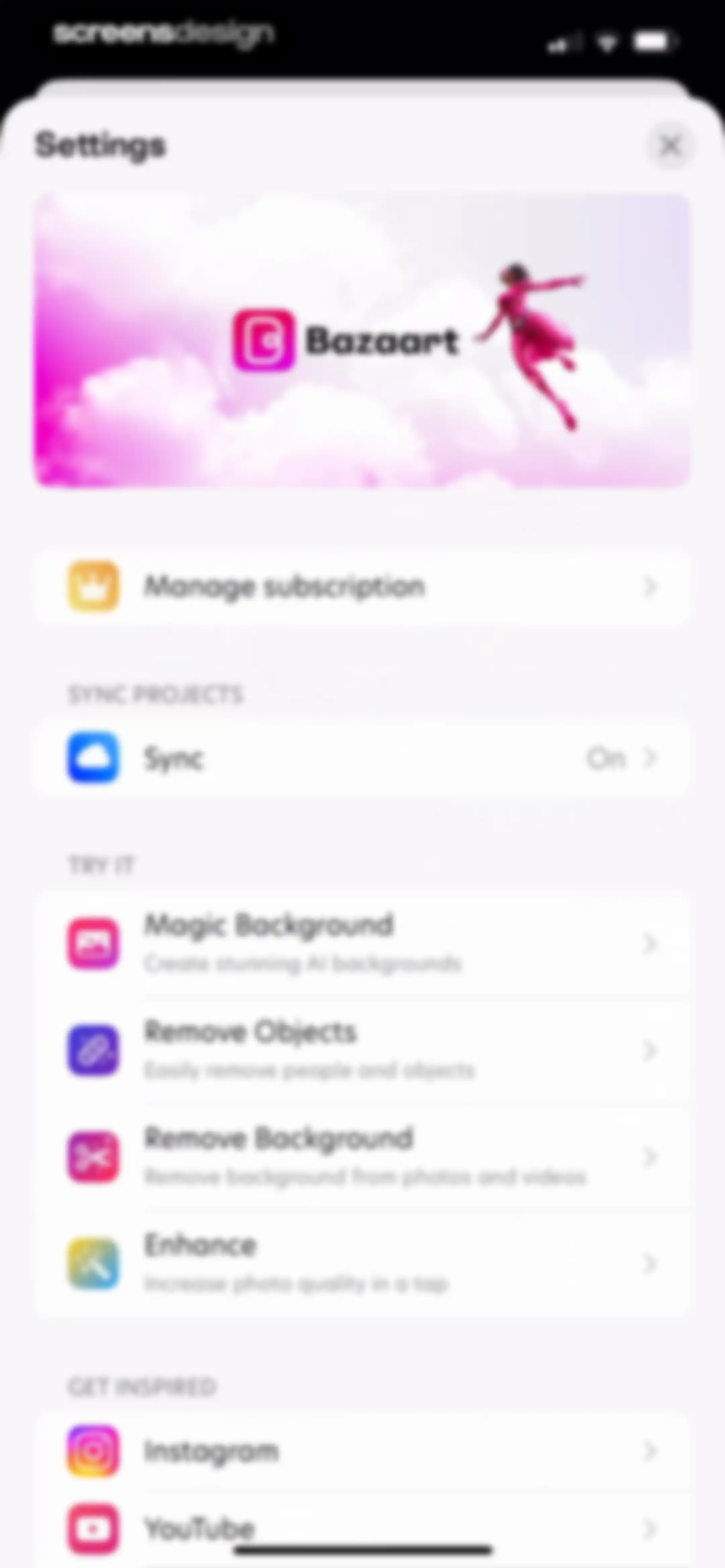 Bazaart AI Photo Editor Design screen 205
