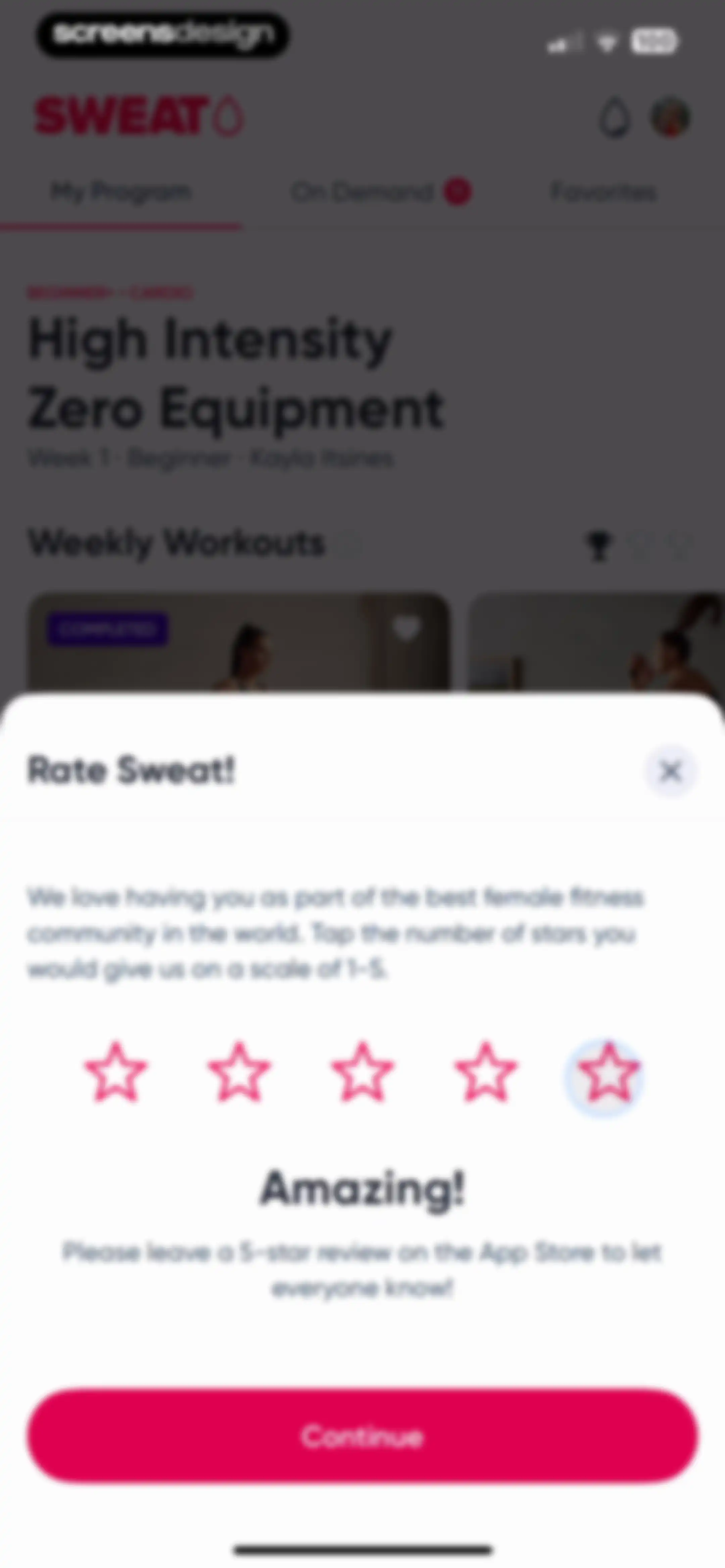 Sweat: Fitness App For Women screen 99