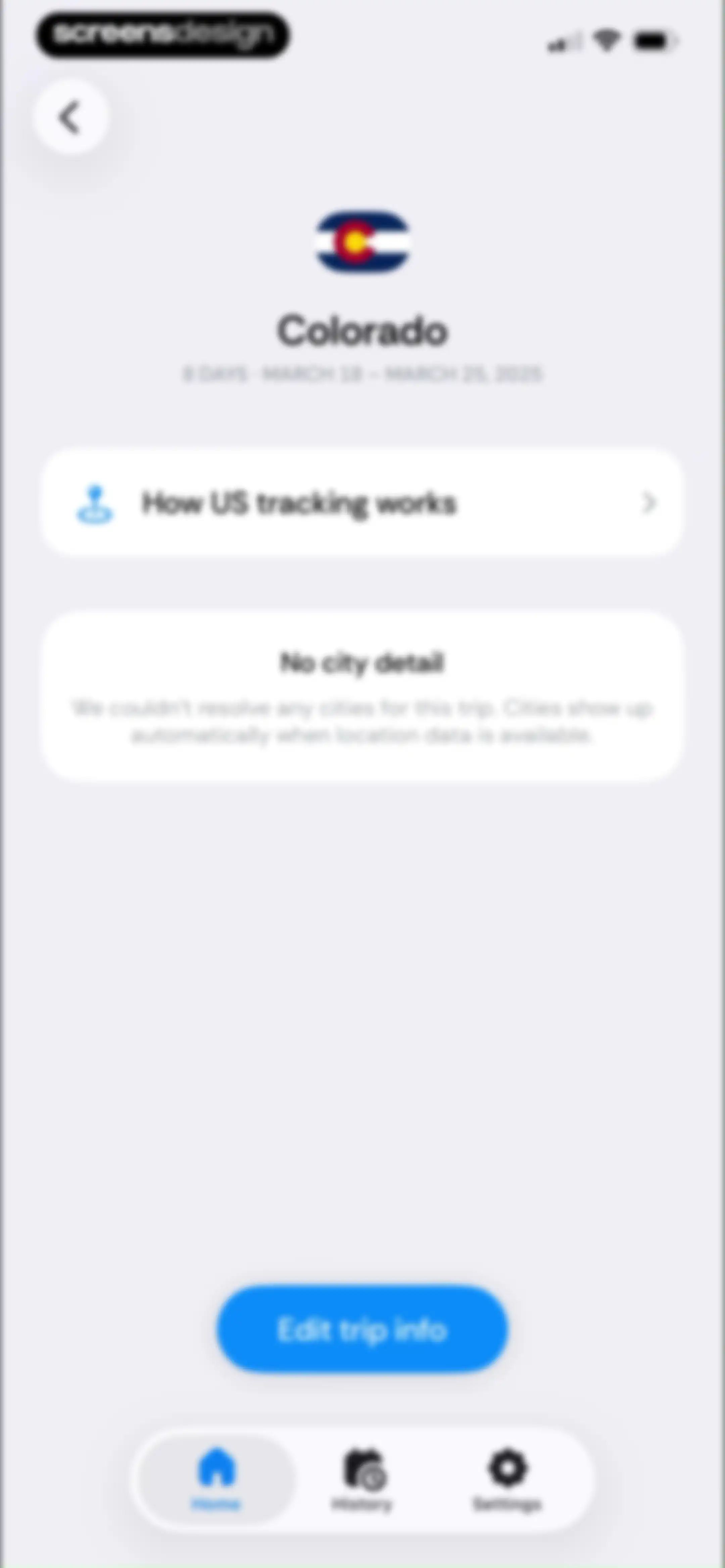Country Days Tracker: Bounded screen 53