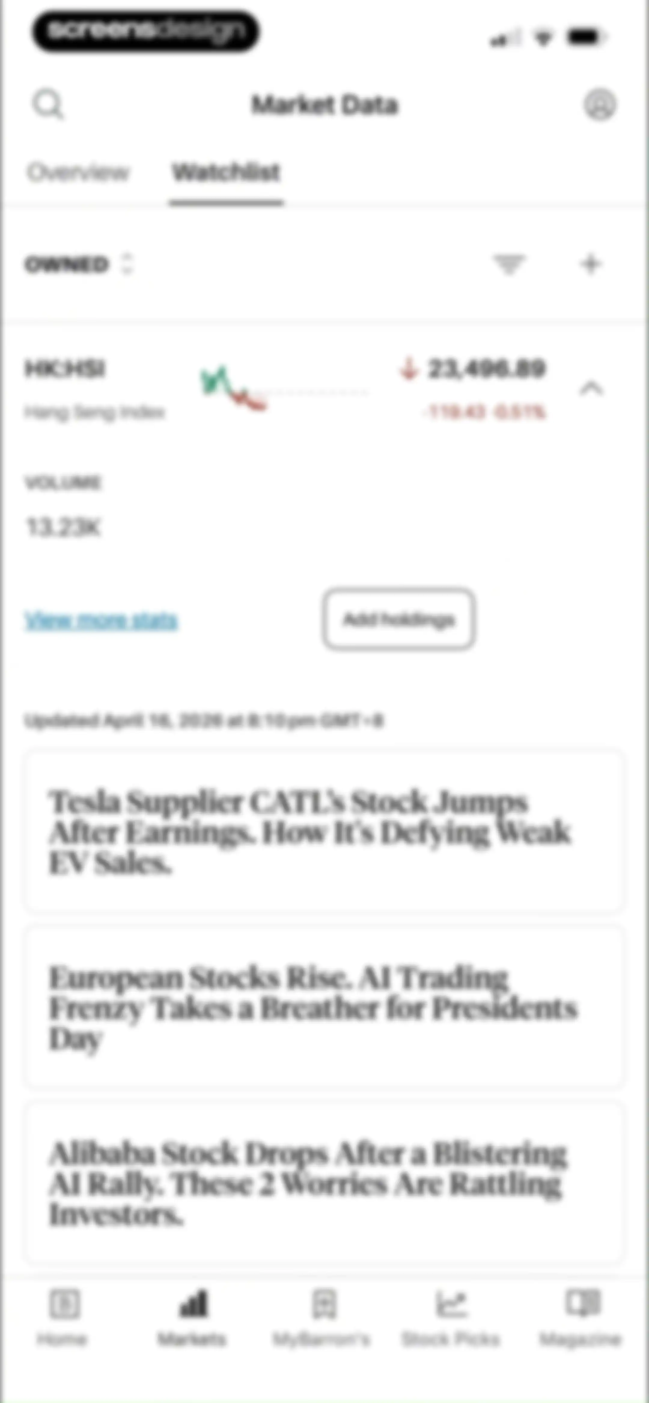 Barron’s - Investing Insights screen 46
