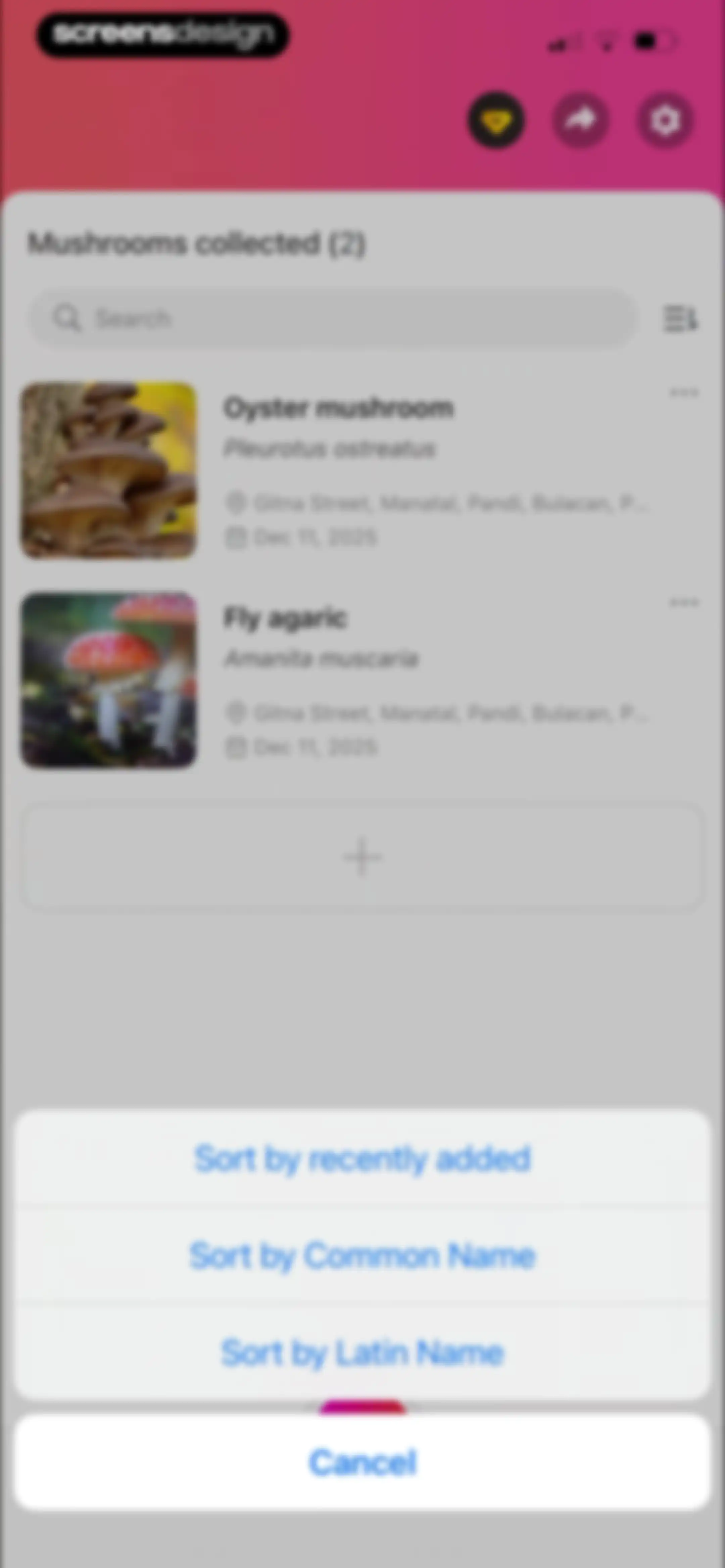 Picture Mushroom: Identifier screen 94