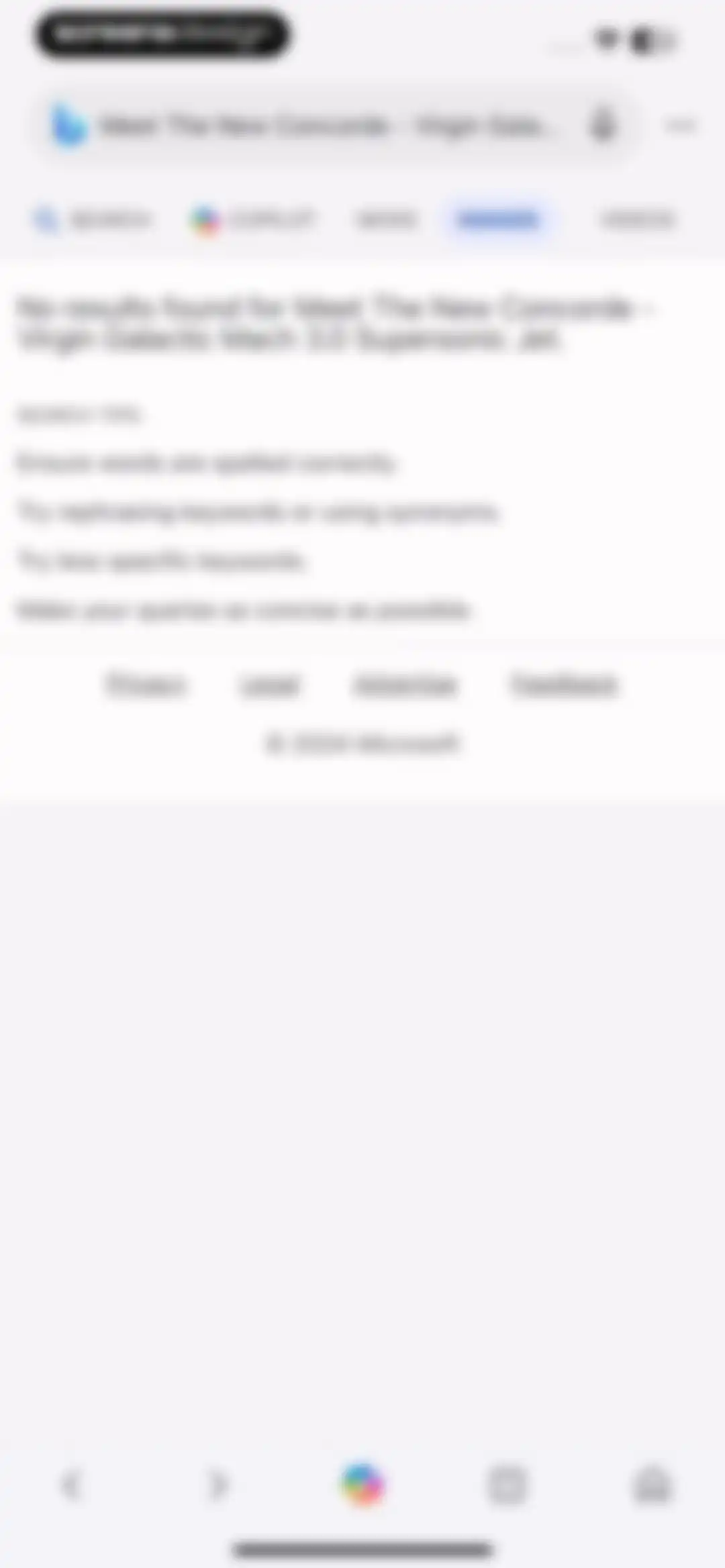 Microsoft Bing Search screen 107