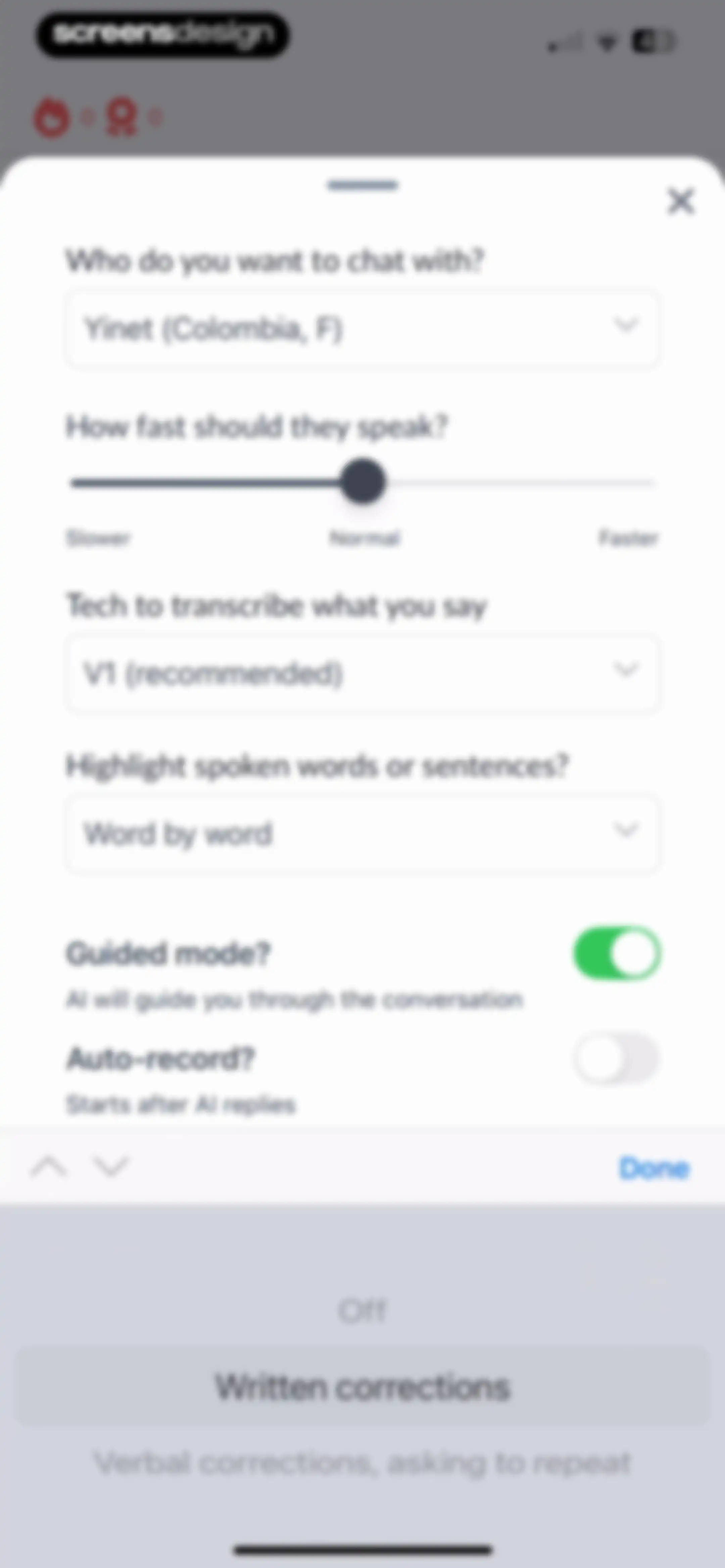Langua: AI language learning screen 33