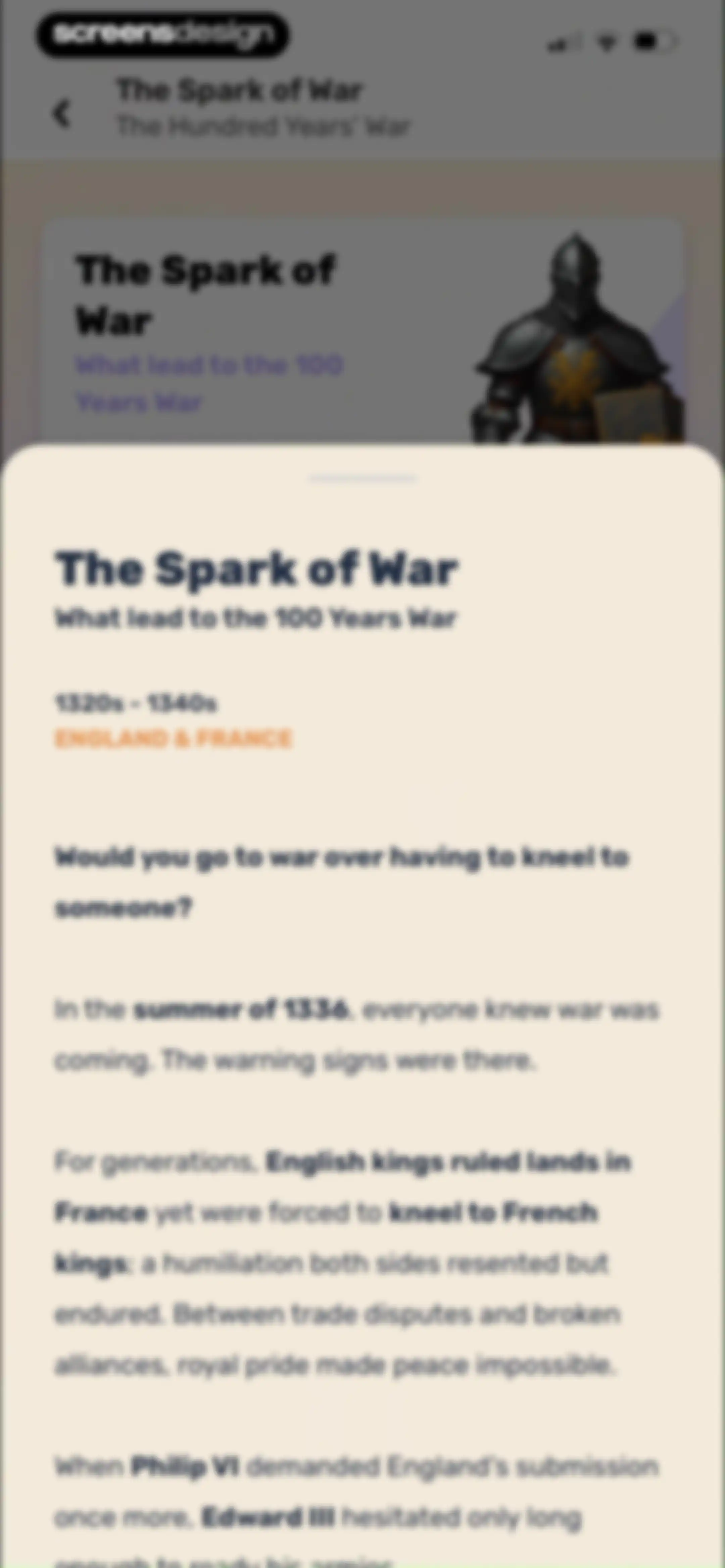Paladin: Learn History screen 83