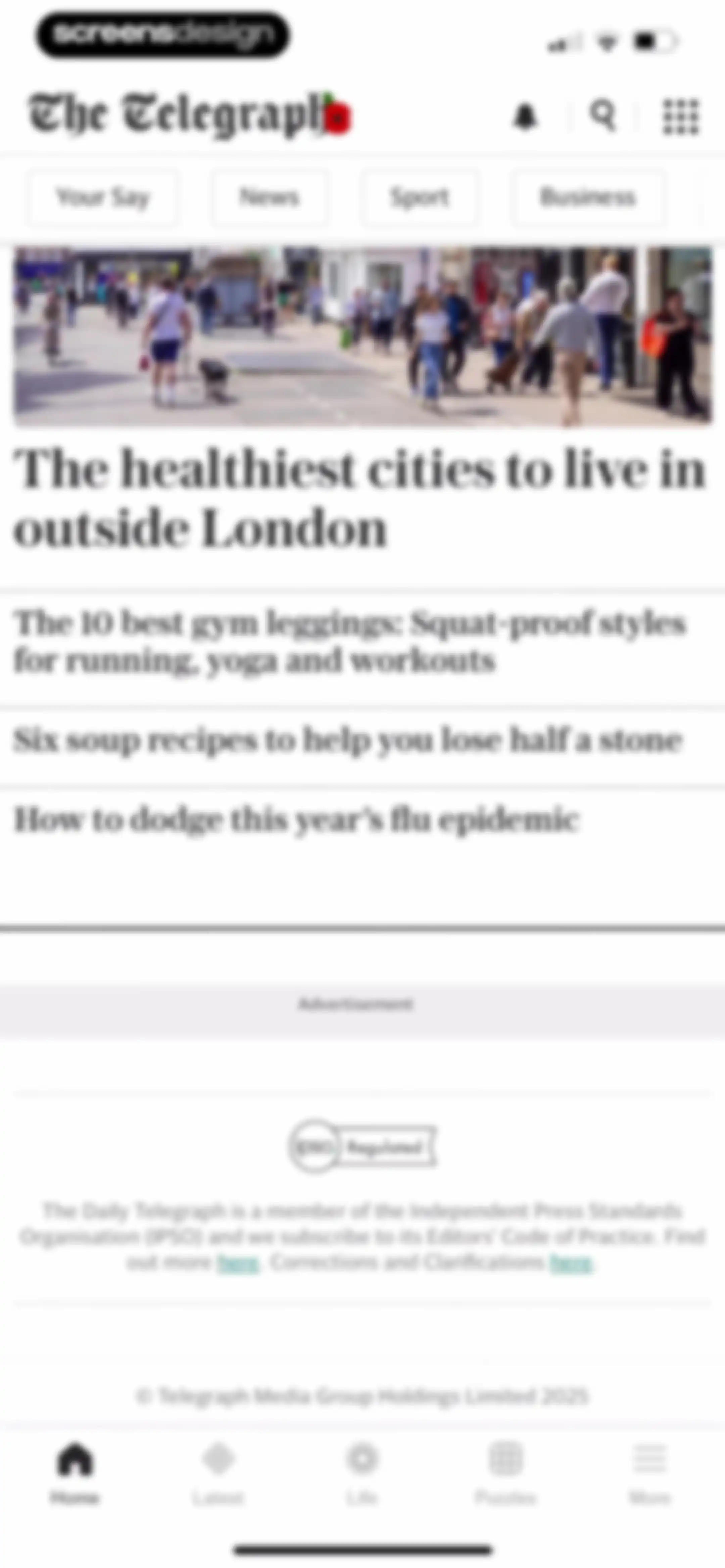 The Telegraph: UK & World News screen 37