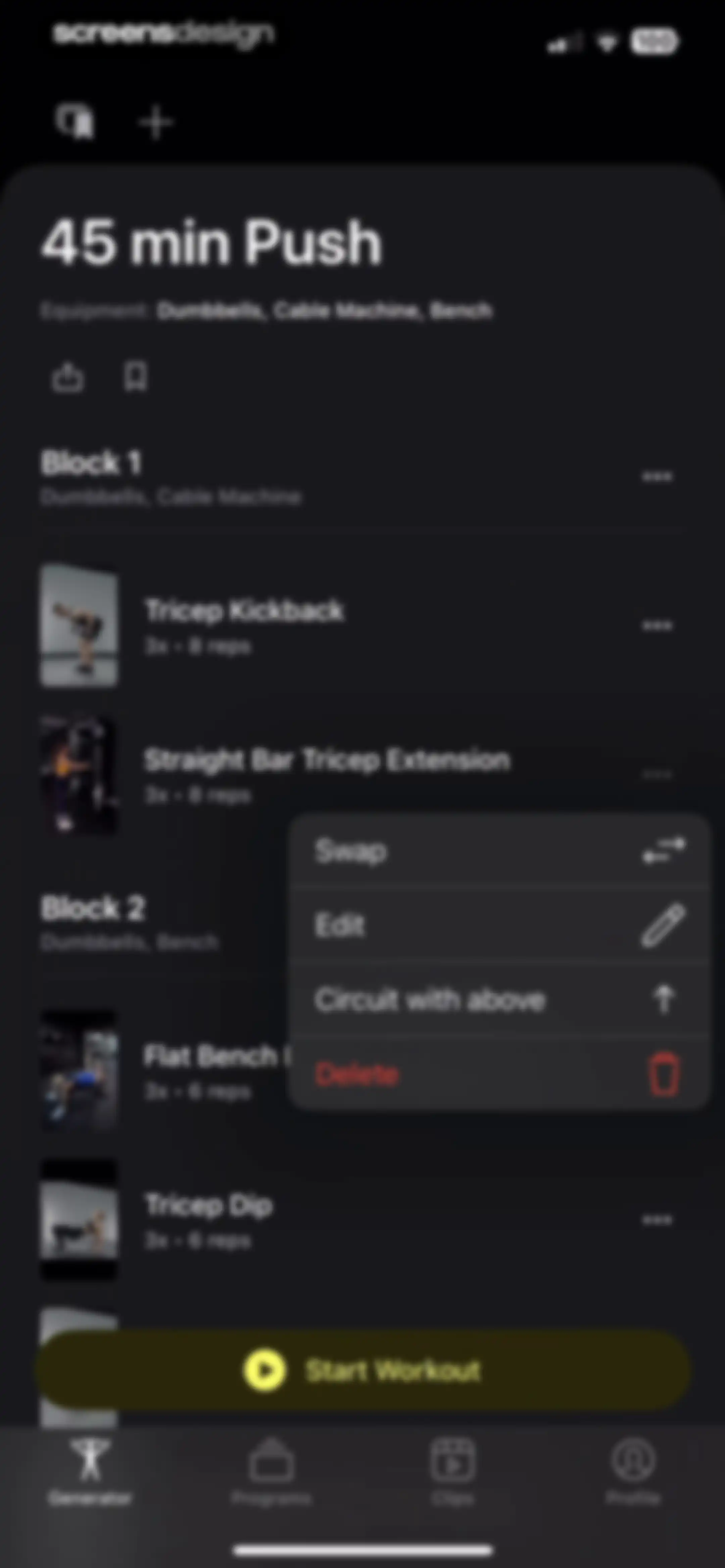 Peloton Strength+ screen 104