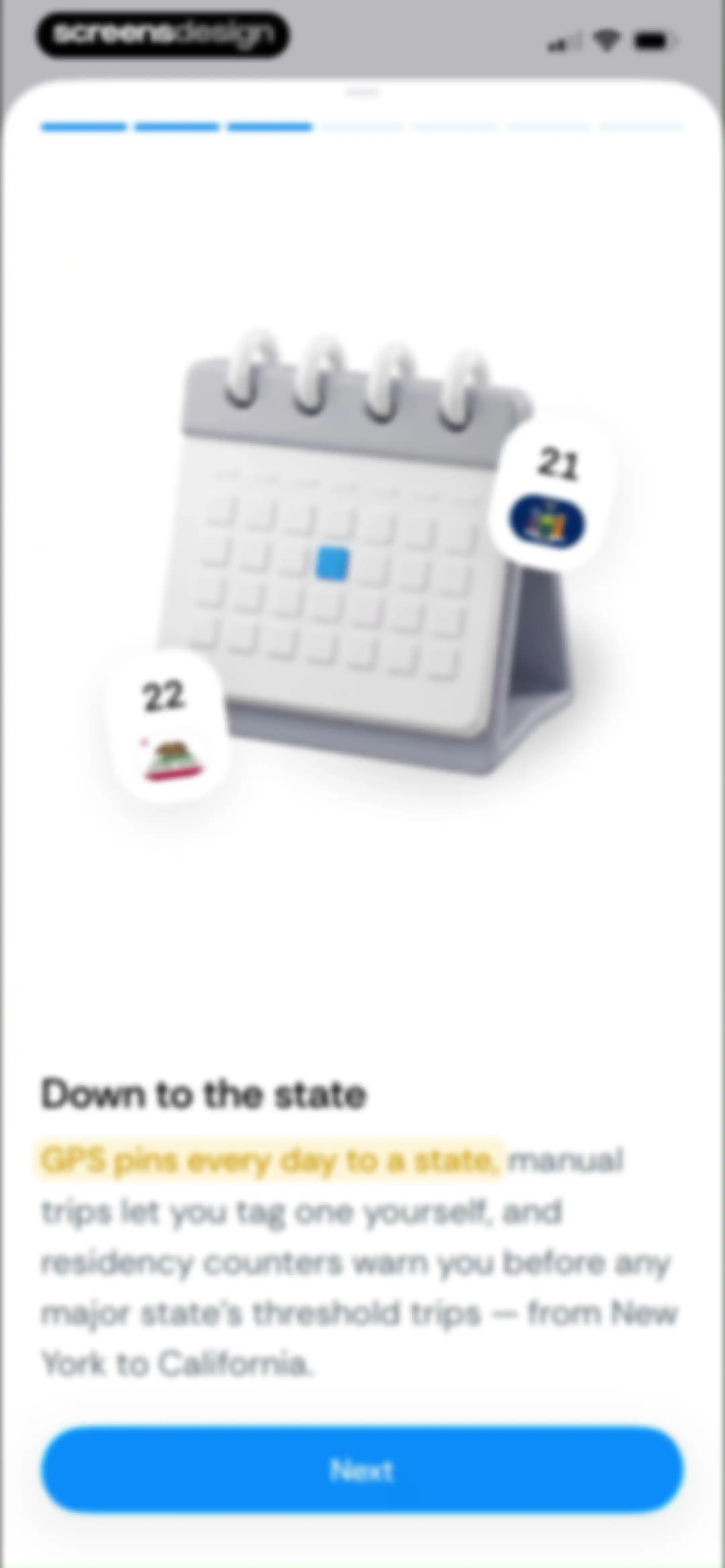 Country Days Tracker: Bounded screen 40