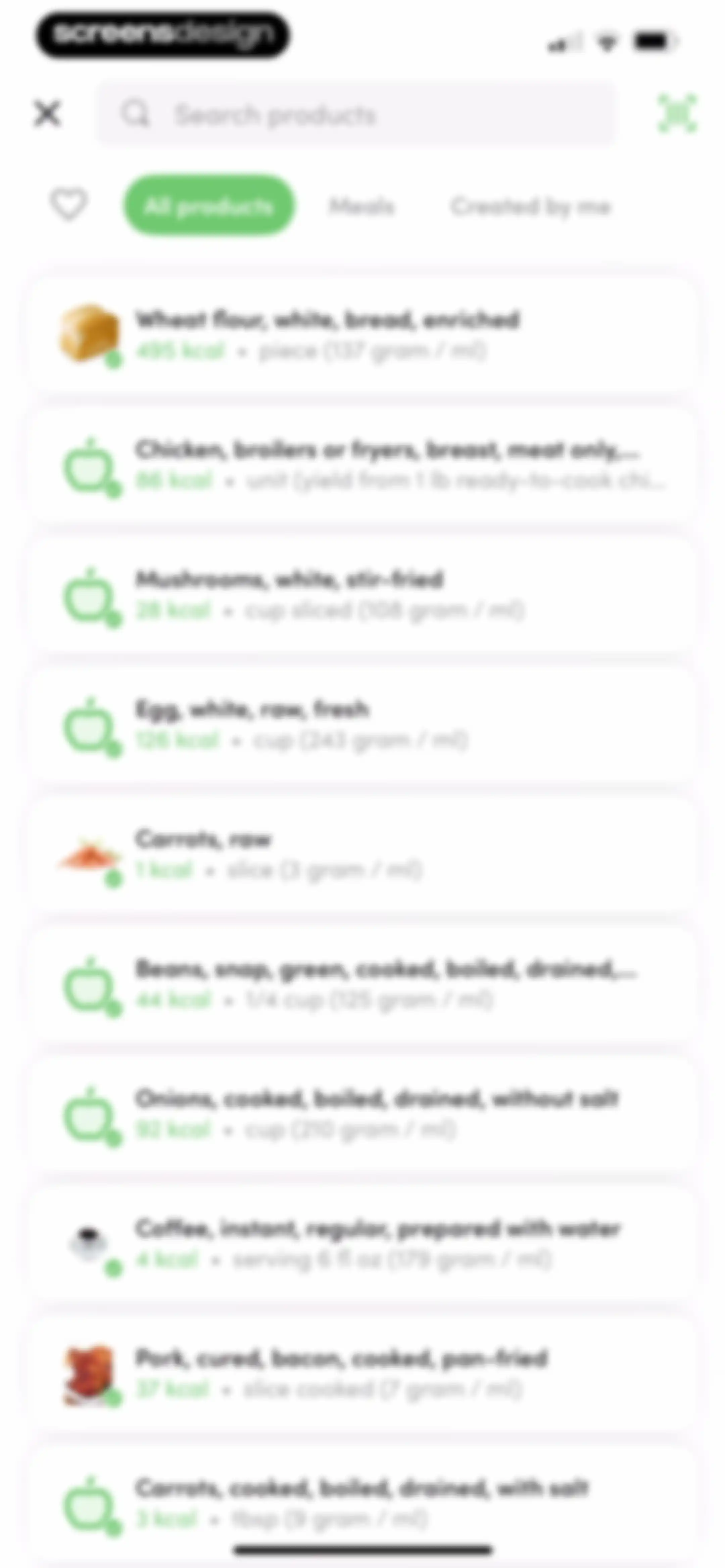Calories and nutrition tracker screen 43