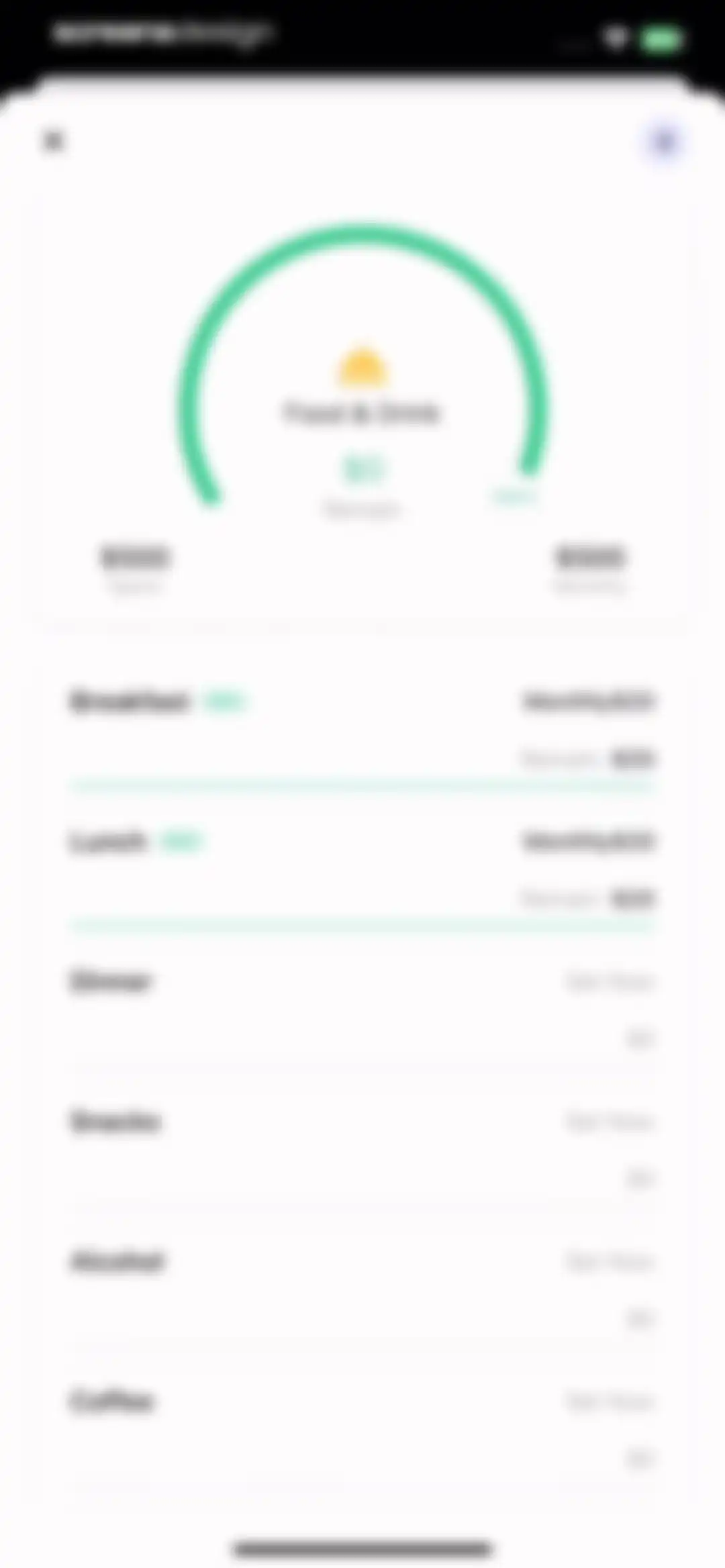 Budget app - spending tracker screen 80