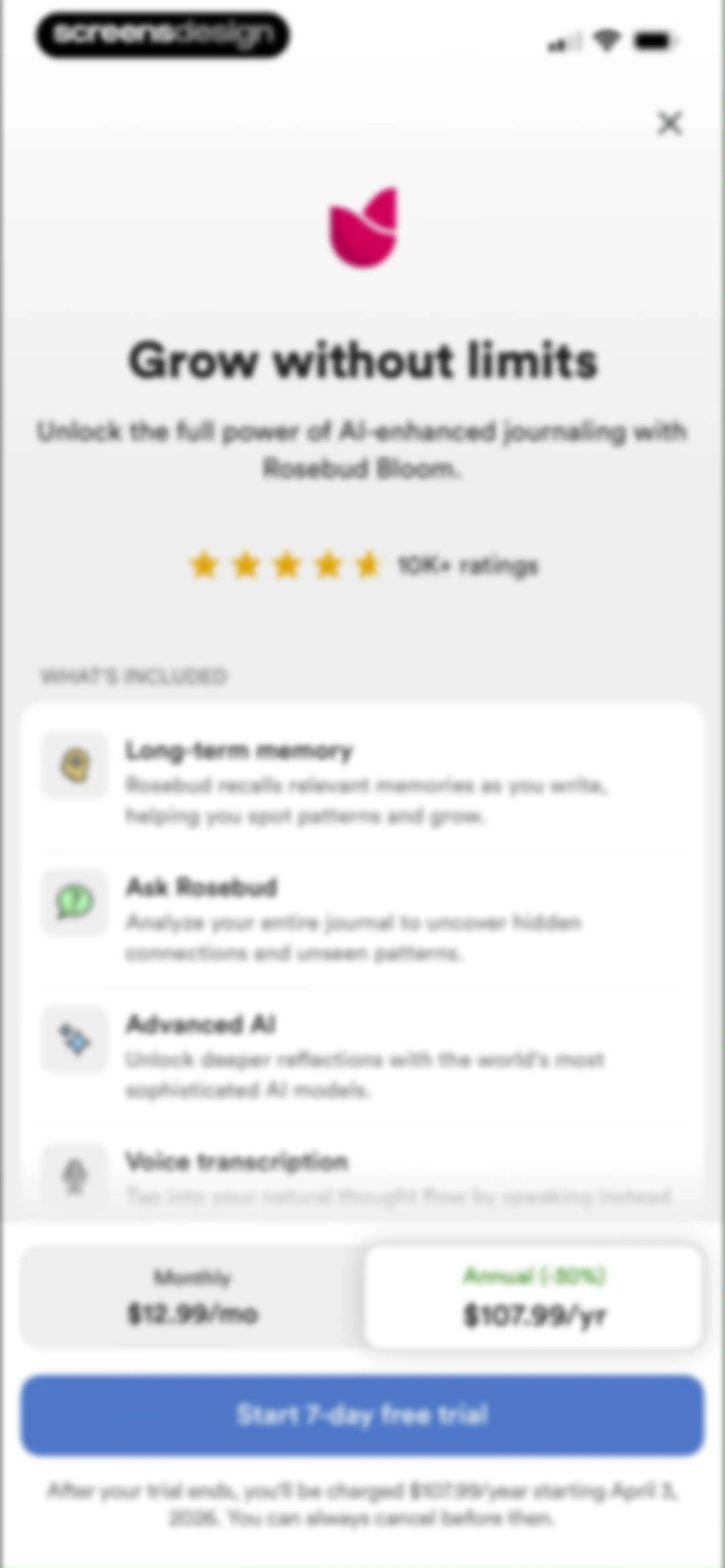 Rosebud: AI Journal & Diary screen 33