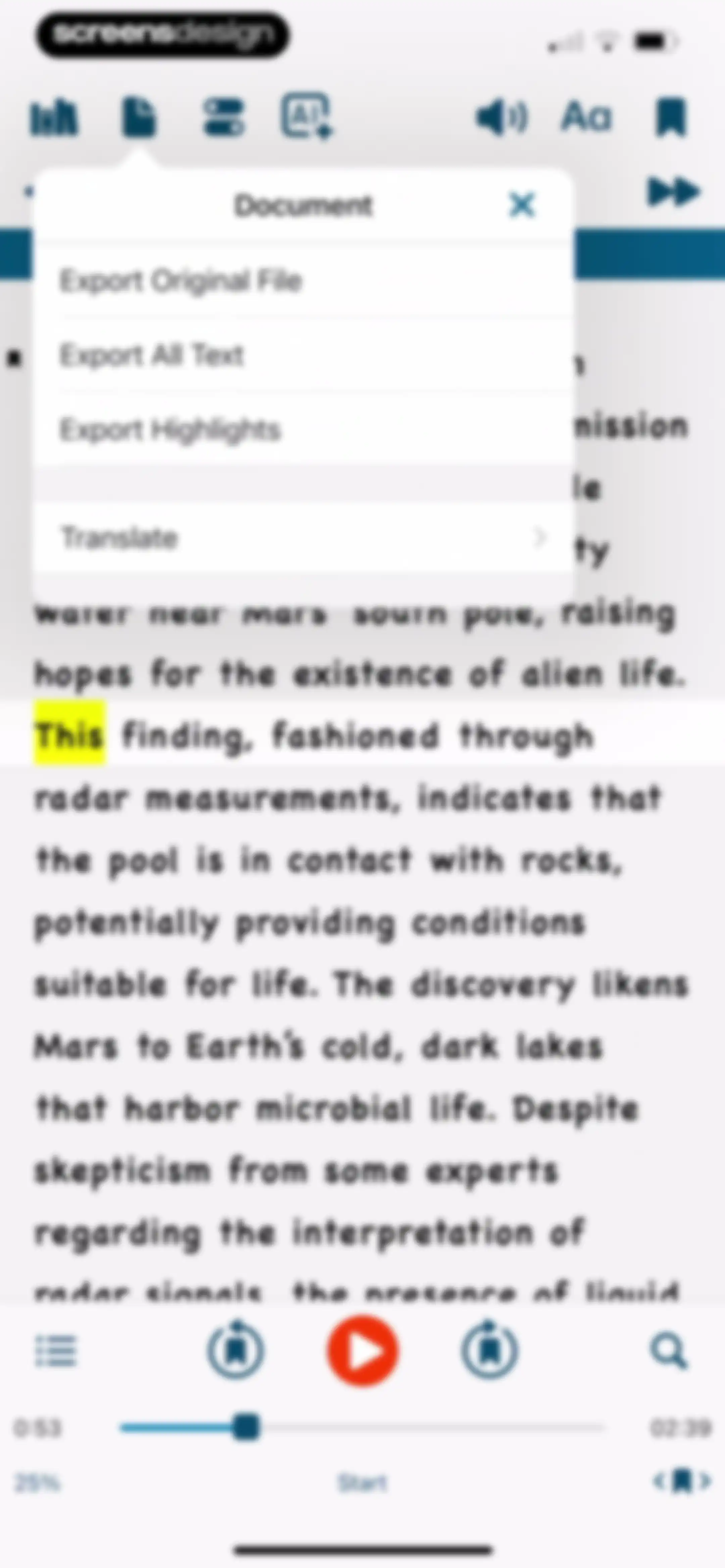 Voice Dream - Natural Reader screen 60