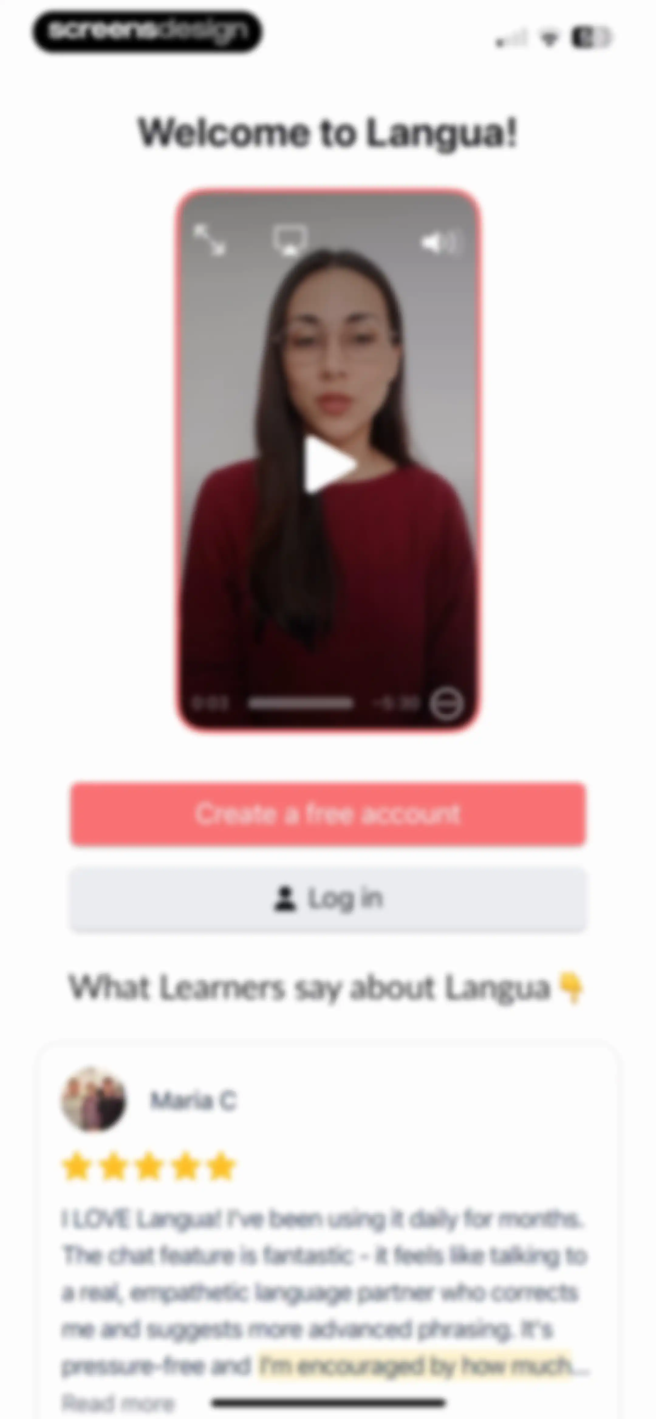Langua: AI language learning screen 2