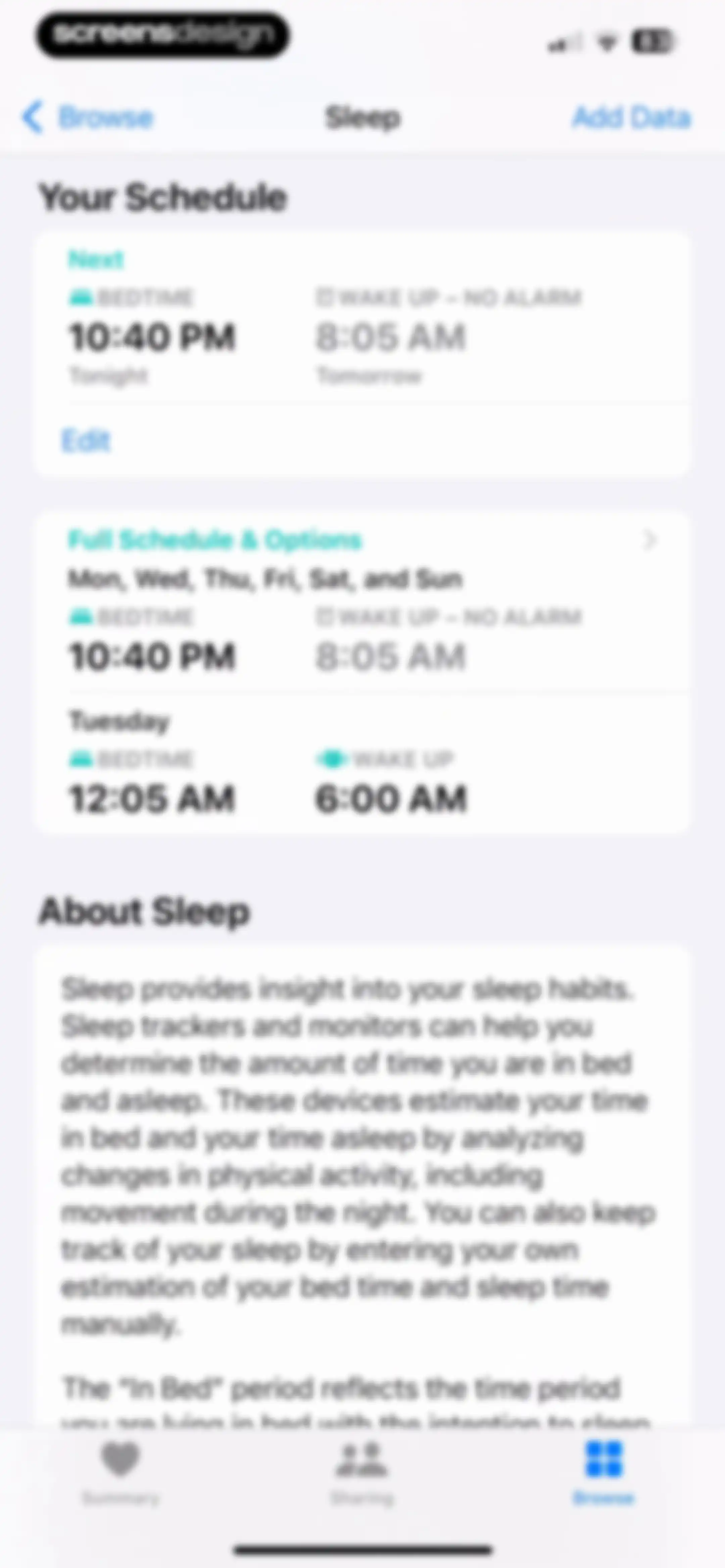 Apple Health screen 166