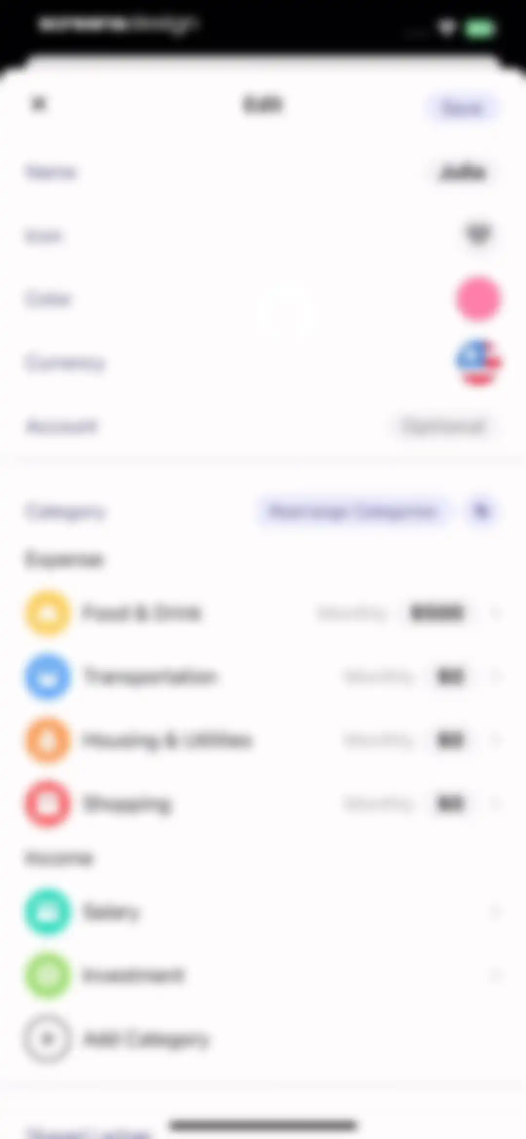 Budget app - spending tracker screen 44