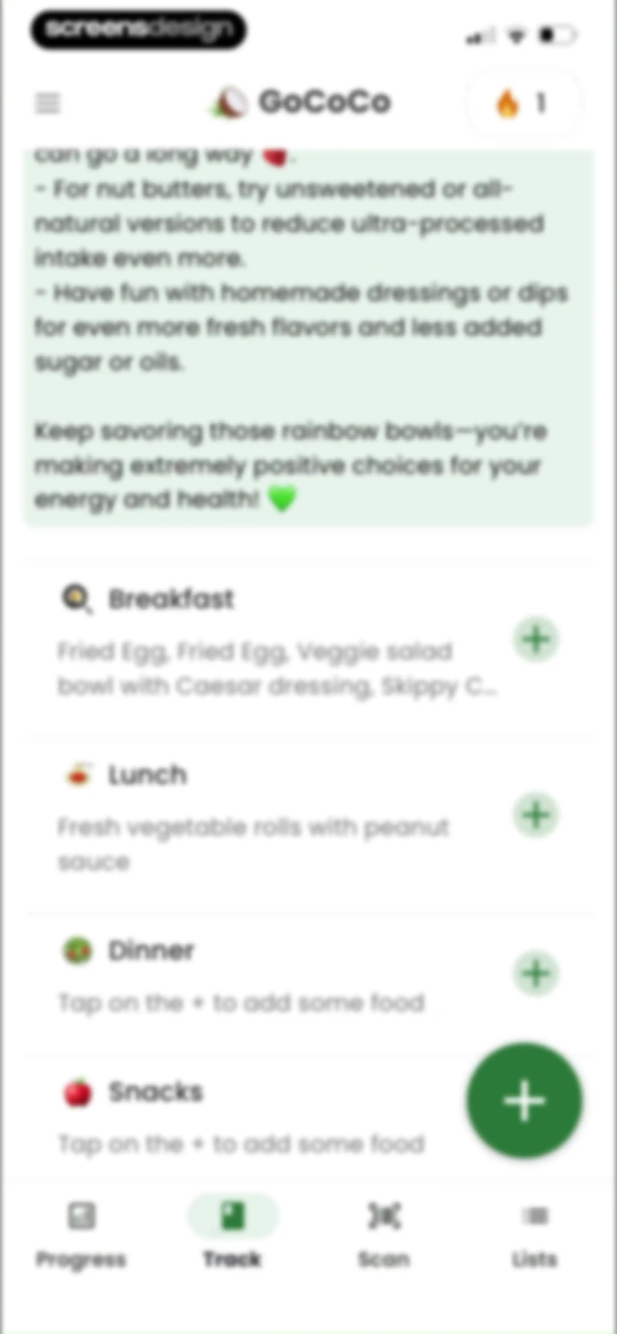 Diabetes food tracker - Gococo screen 106