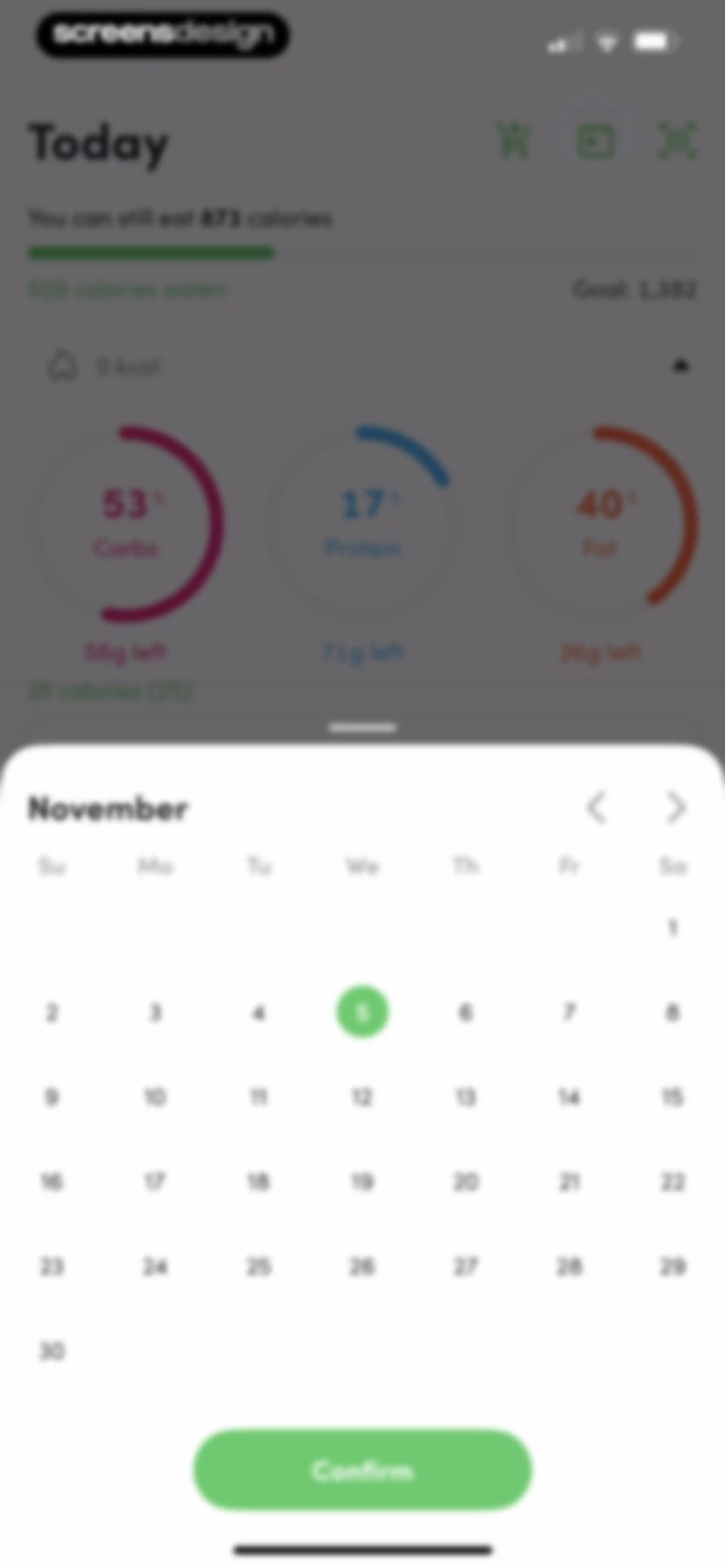Calories and nutrition tracker screen 63