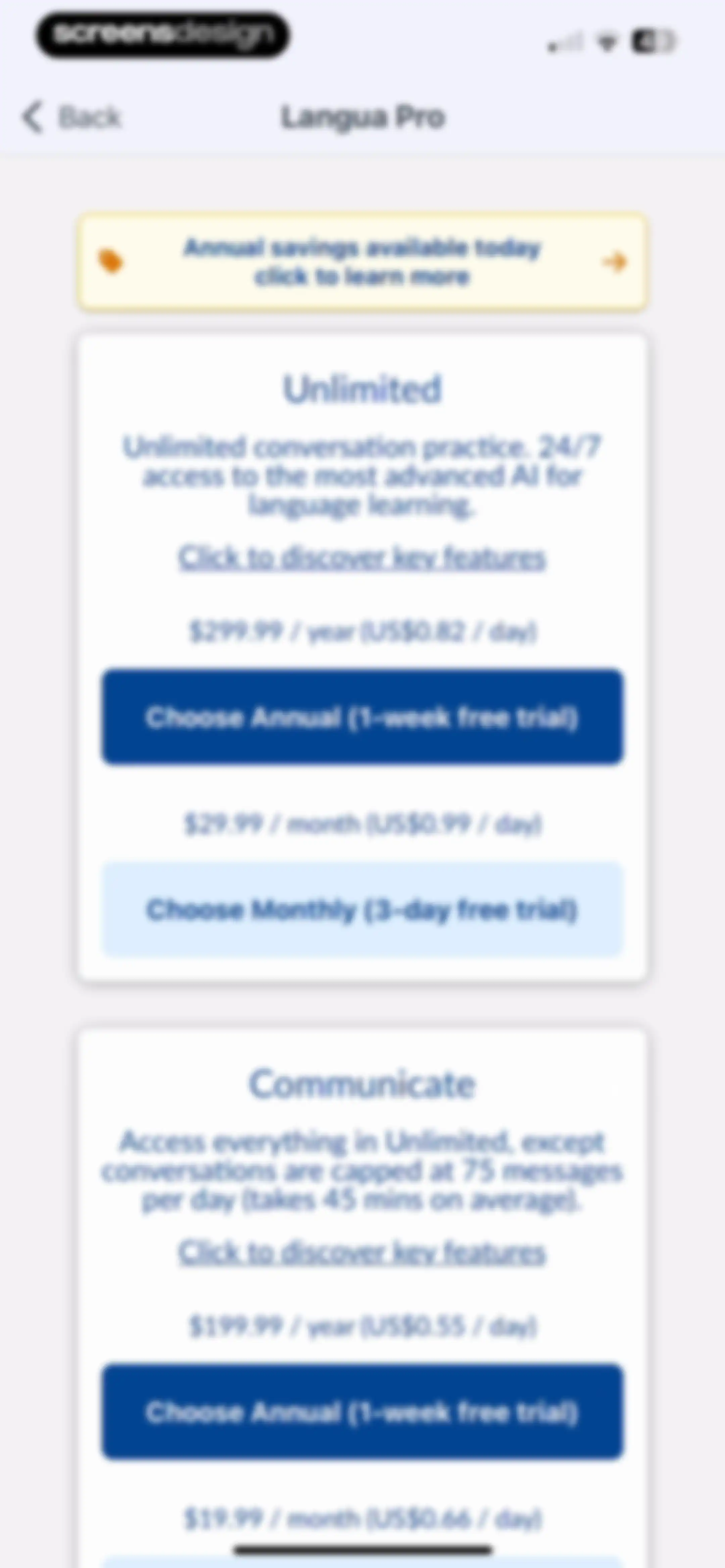 Langua: AI language learning screen 24