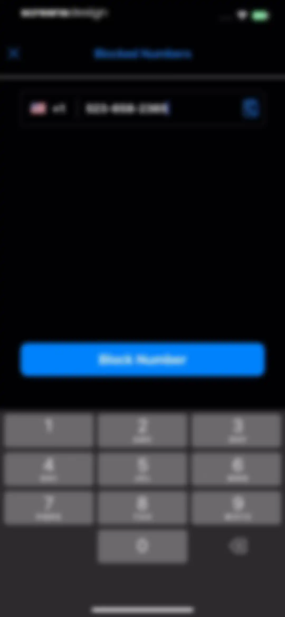 Second Phone Number' screen 40