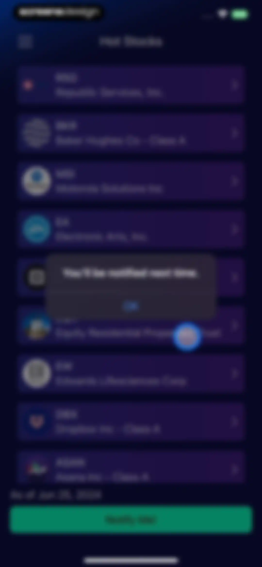 Stocks Alerter screen 65