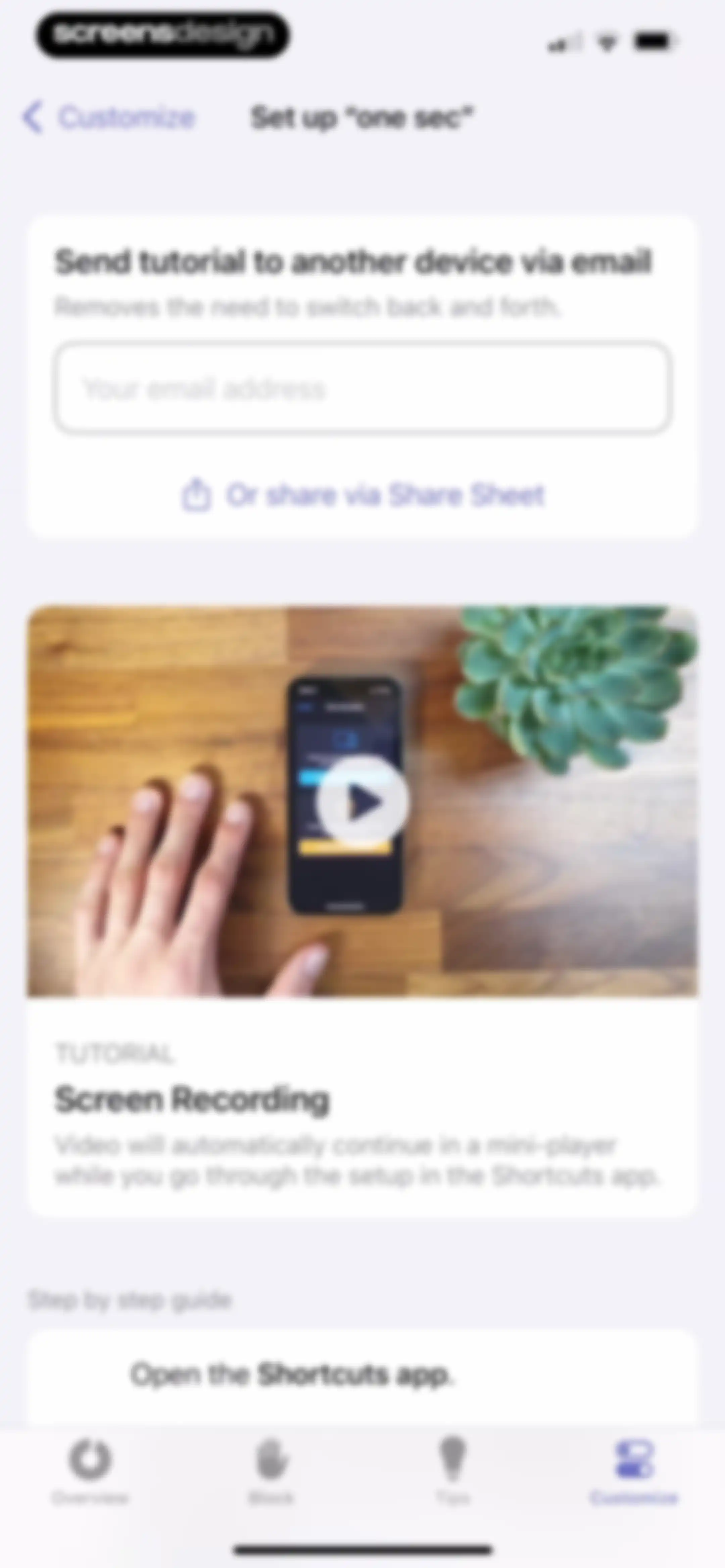 one sec | screen time + focus screen 107