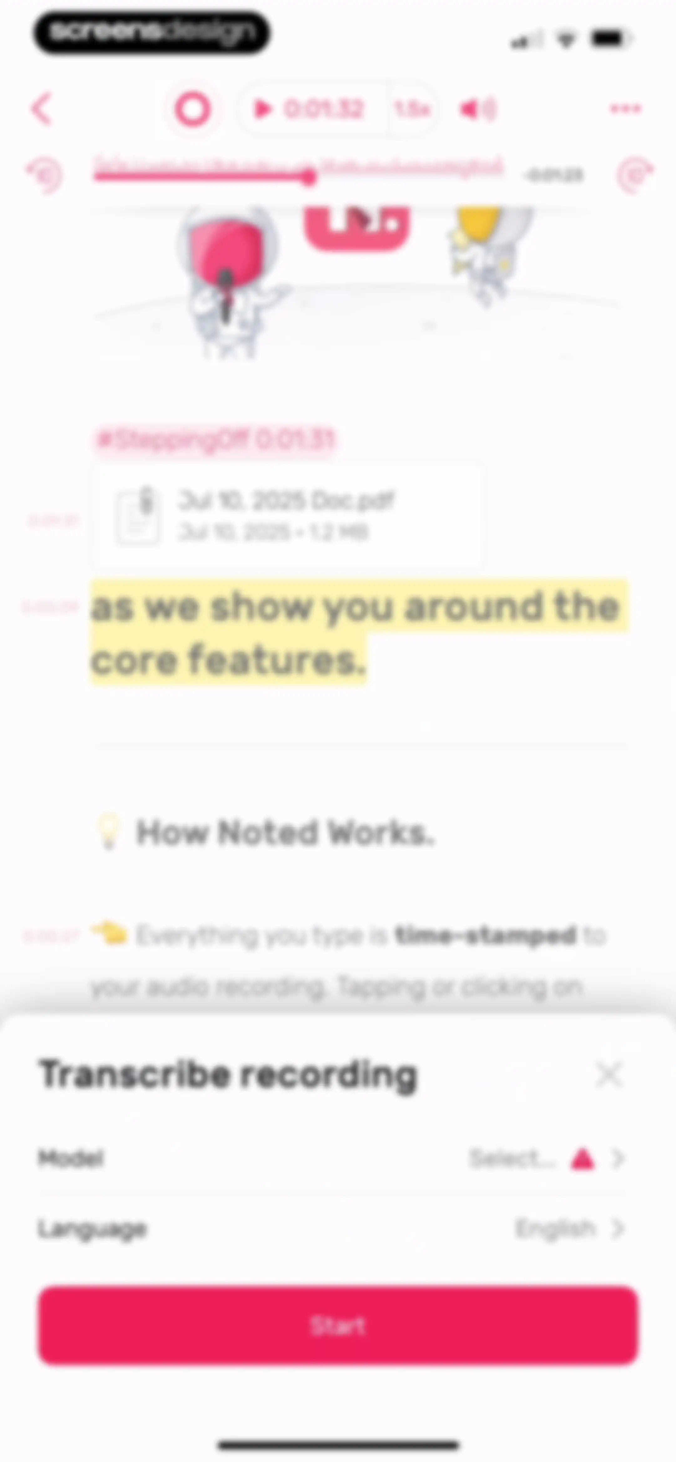 Noted: Record & AI Transcribe screen 42