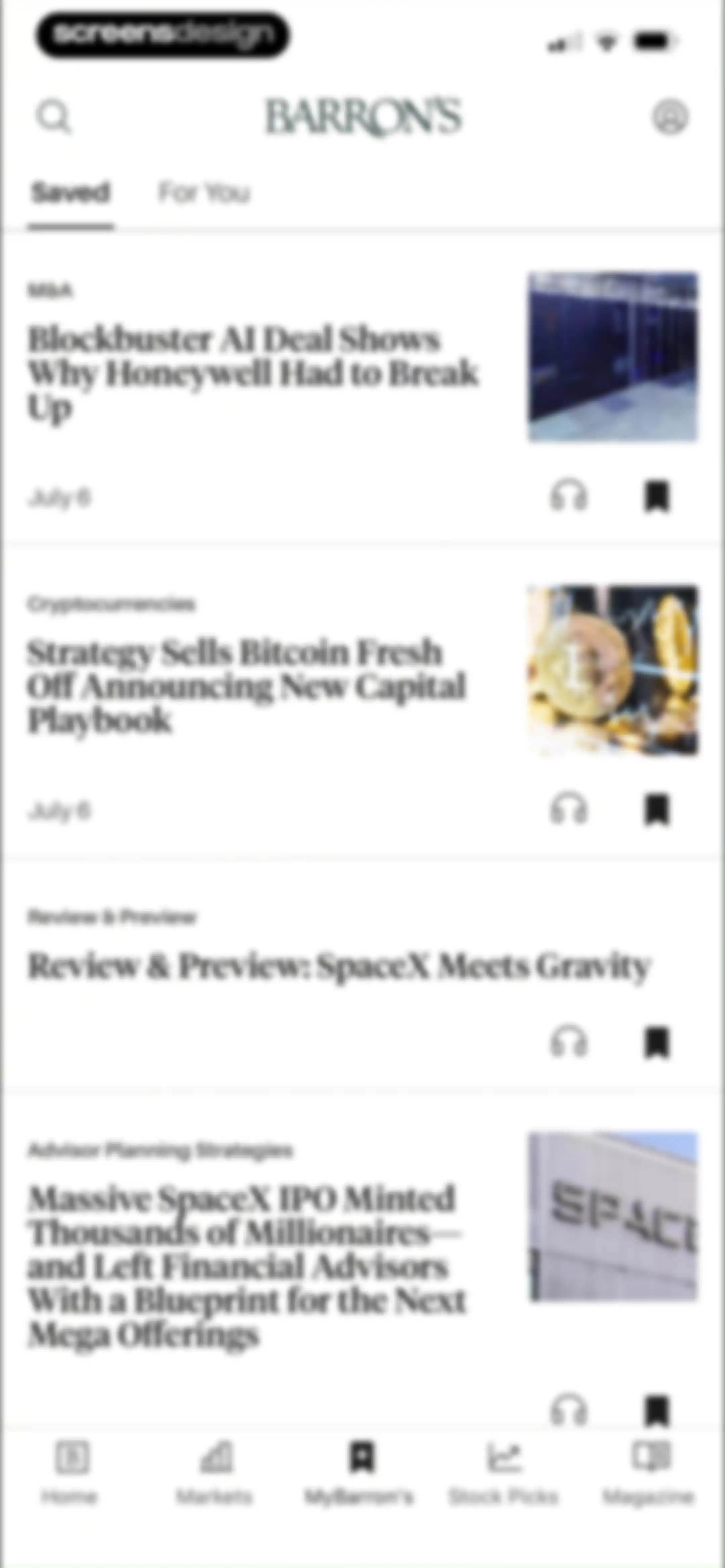 Barron’s - Investing Insights screen 60
