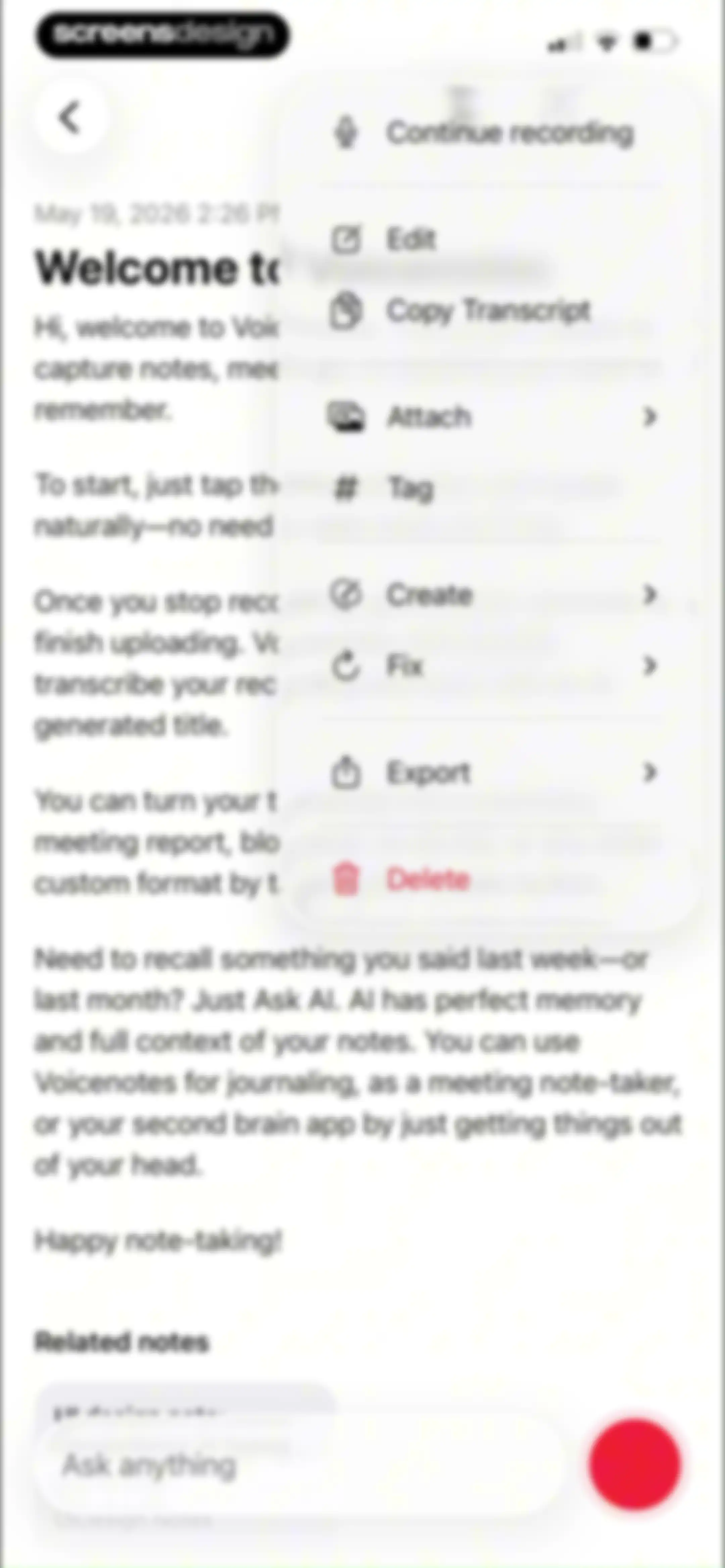 Voicenotes AI Notes & Meetings screen 33
