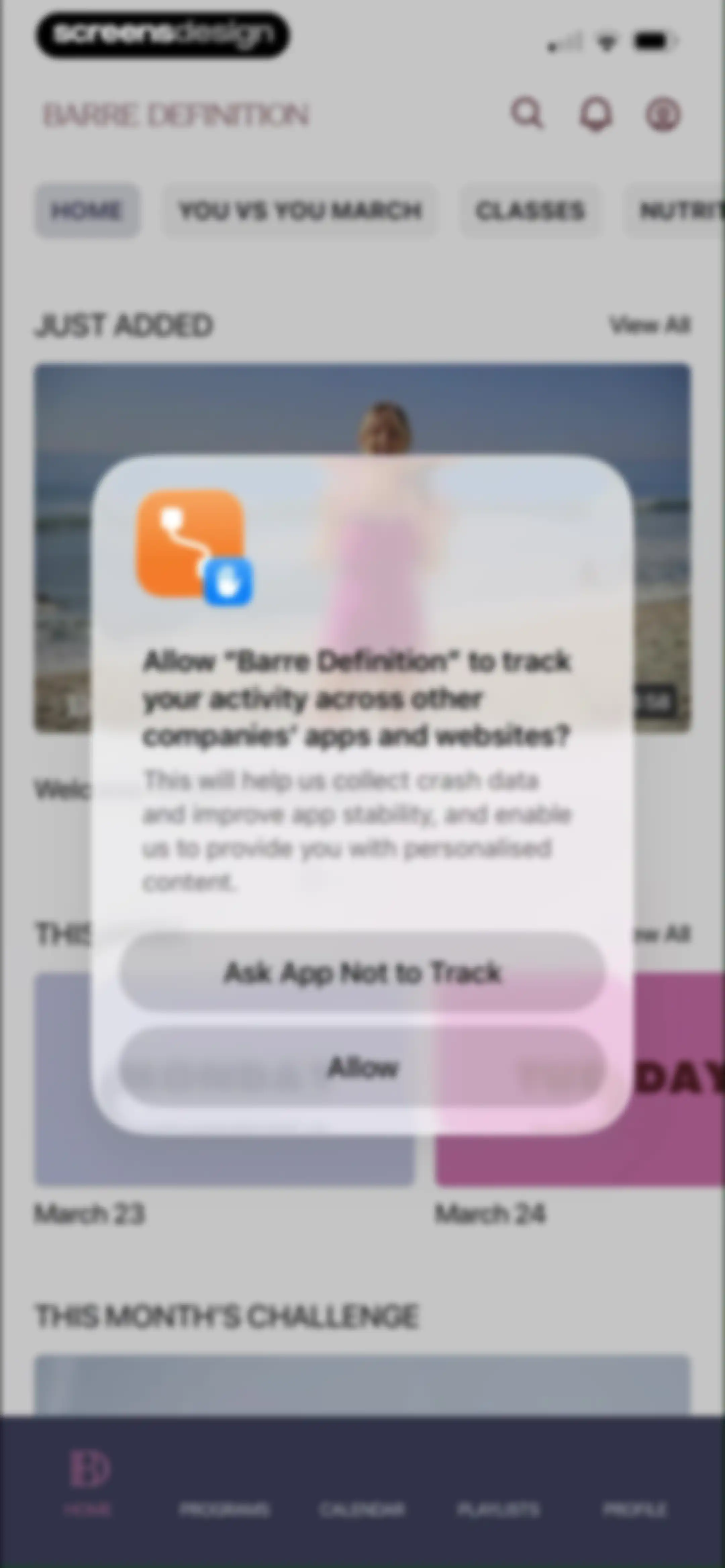 Barre Definition screen 15