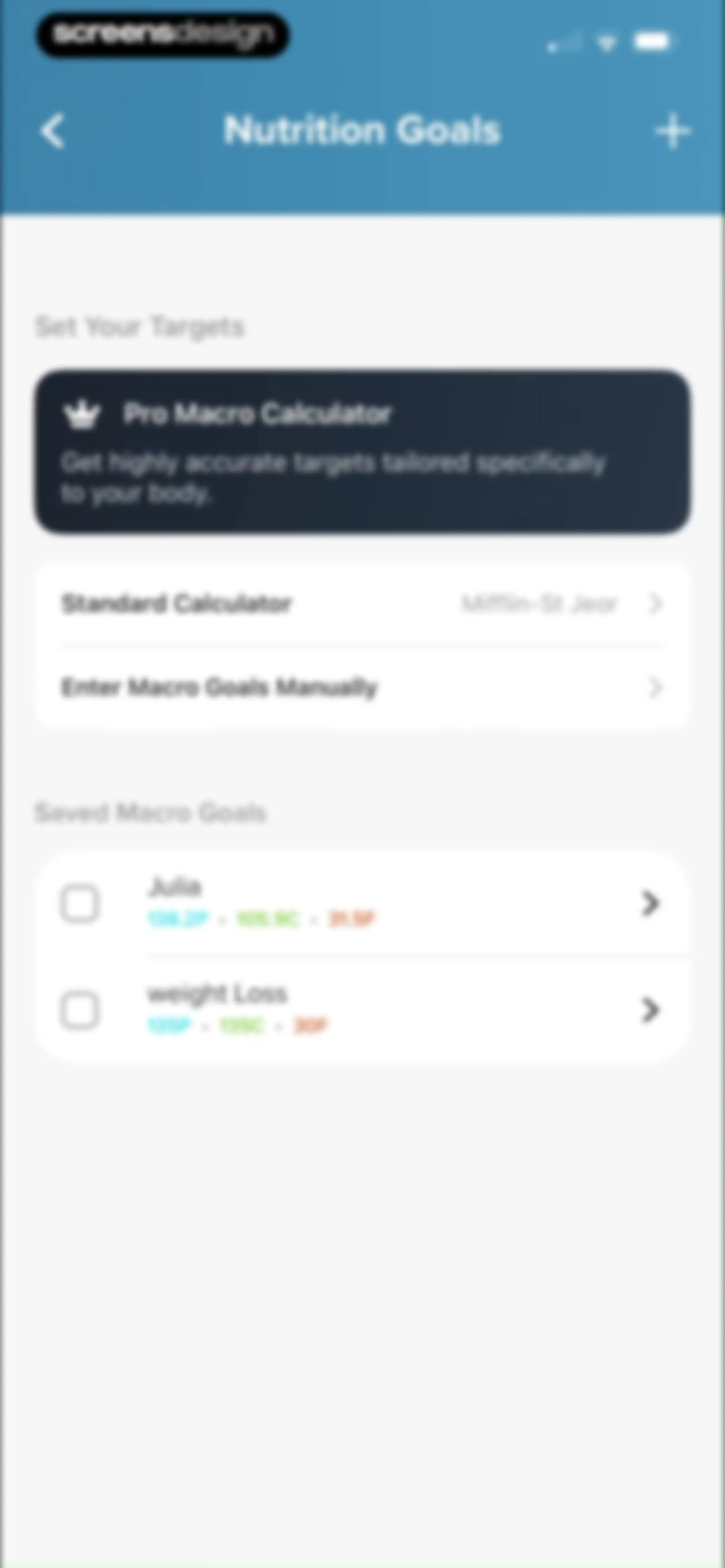 My Macros+ | Macro Tracker screen 192