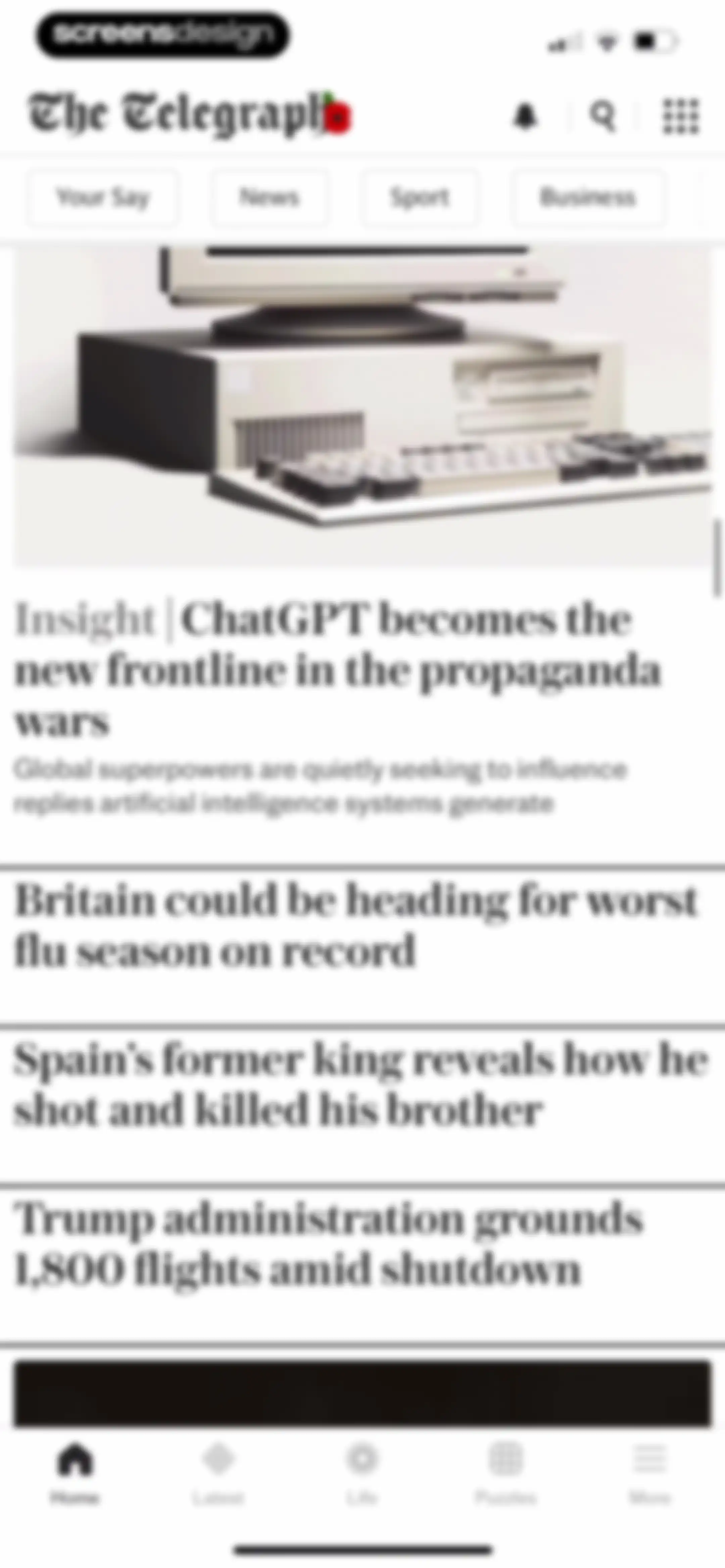 The Telegraph: UK & World News screen 33