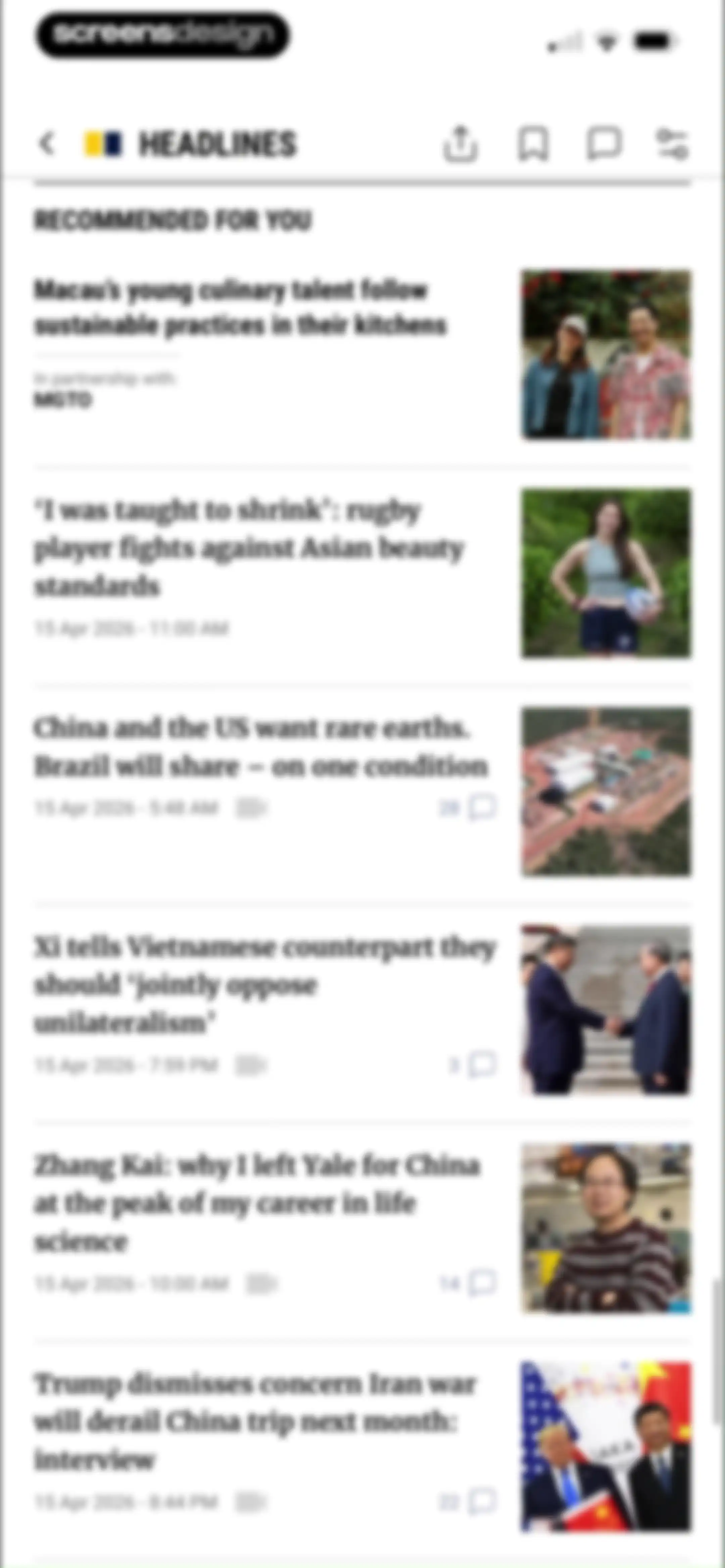 South China Morning Post: News screen 30