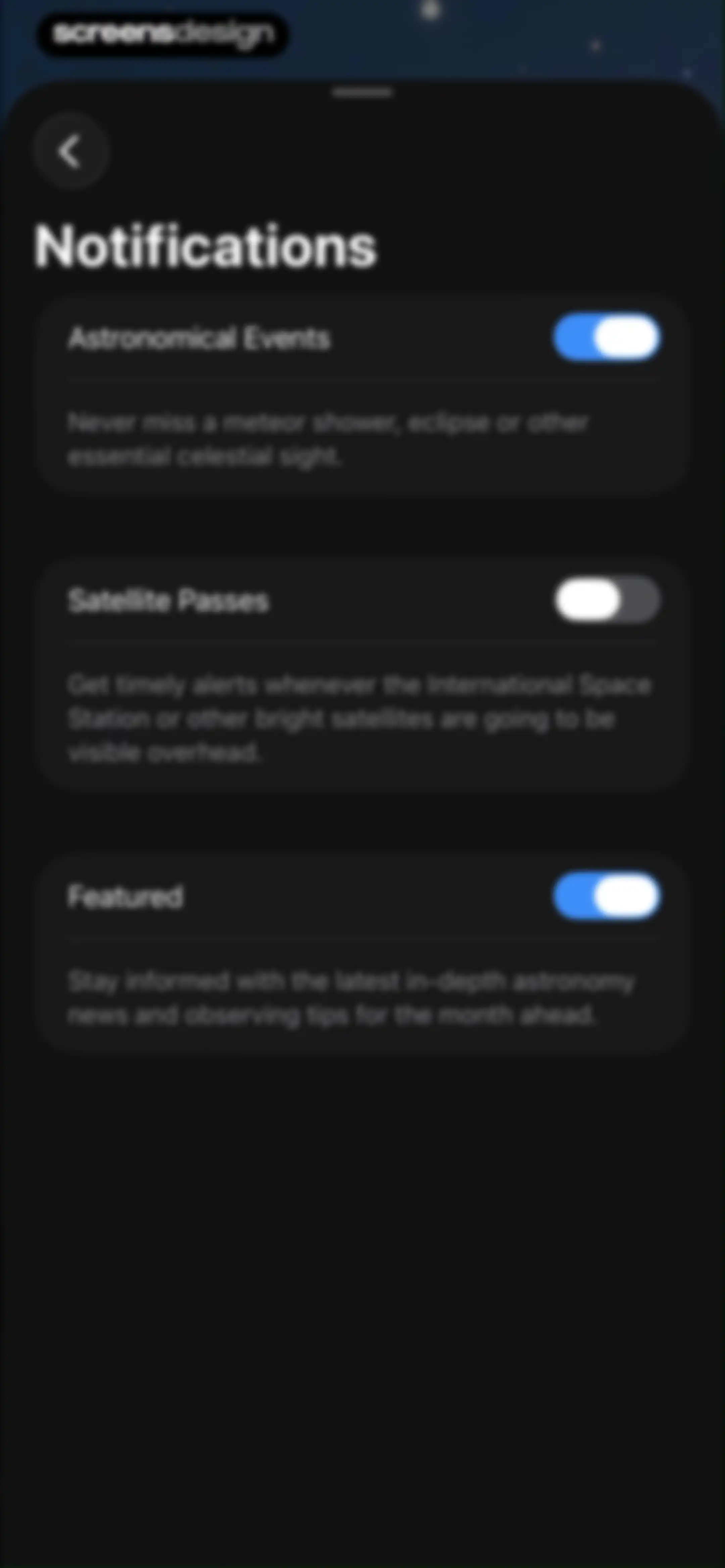 Sky Guide screen 91