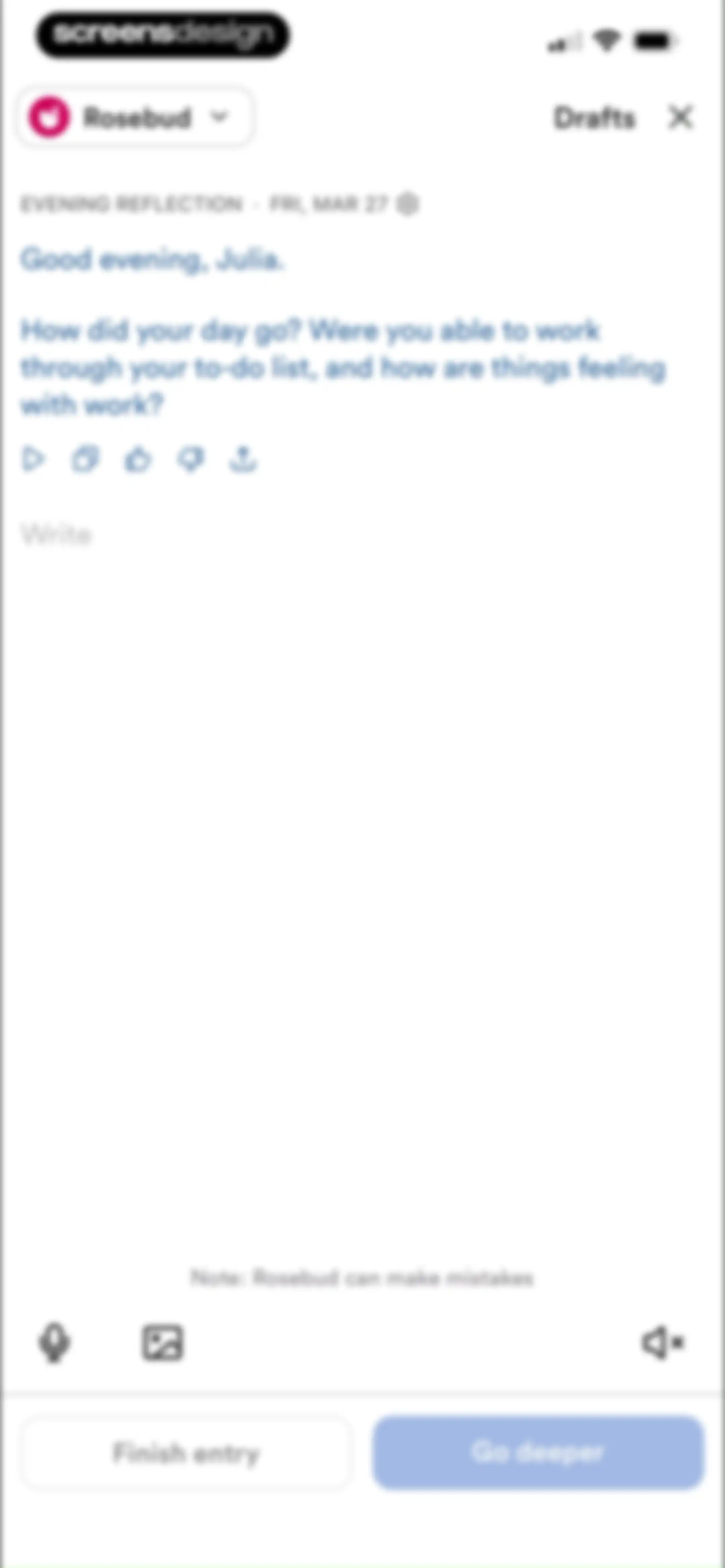 Rosebud: AI Journal & Diary screen 68