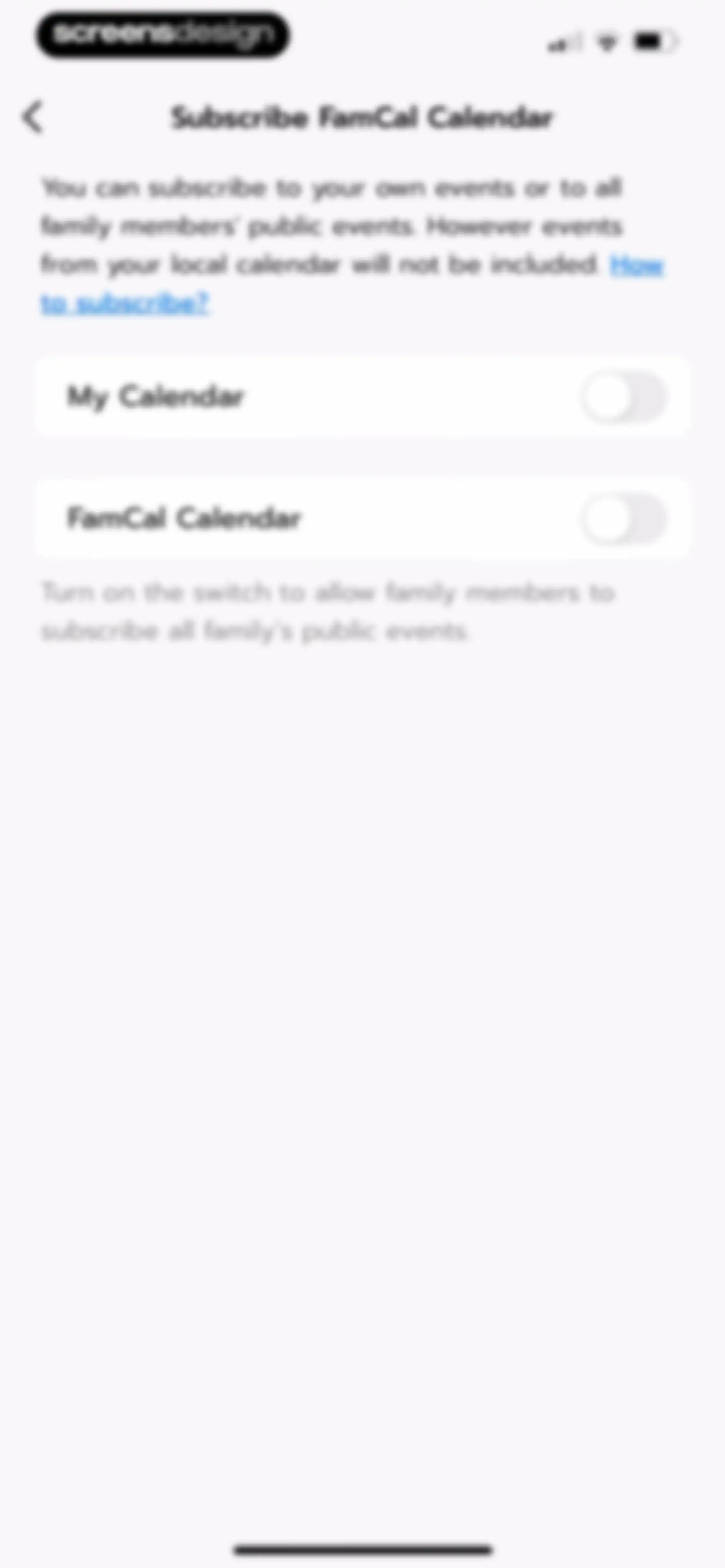 Shared Family Calendar: FamCal screen 62