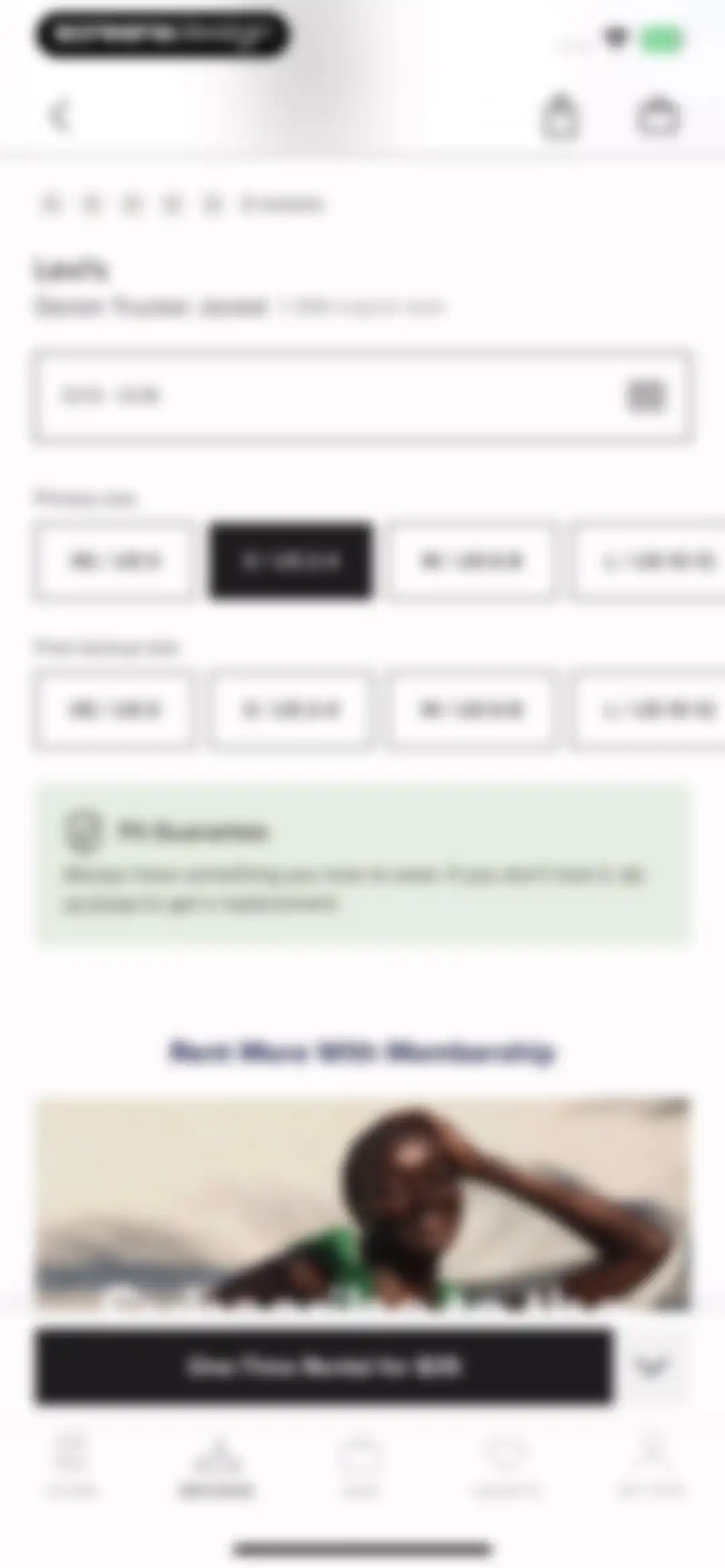 Rent the Runway (RTR) screen 56