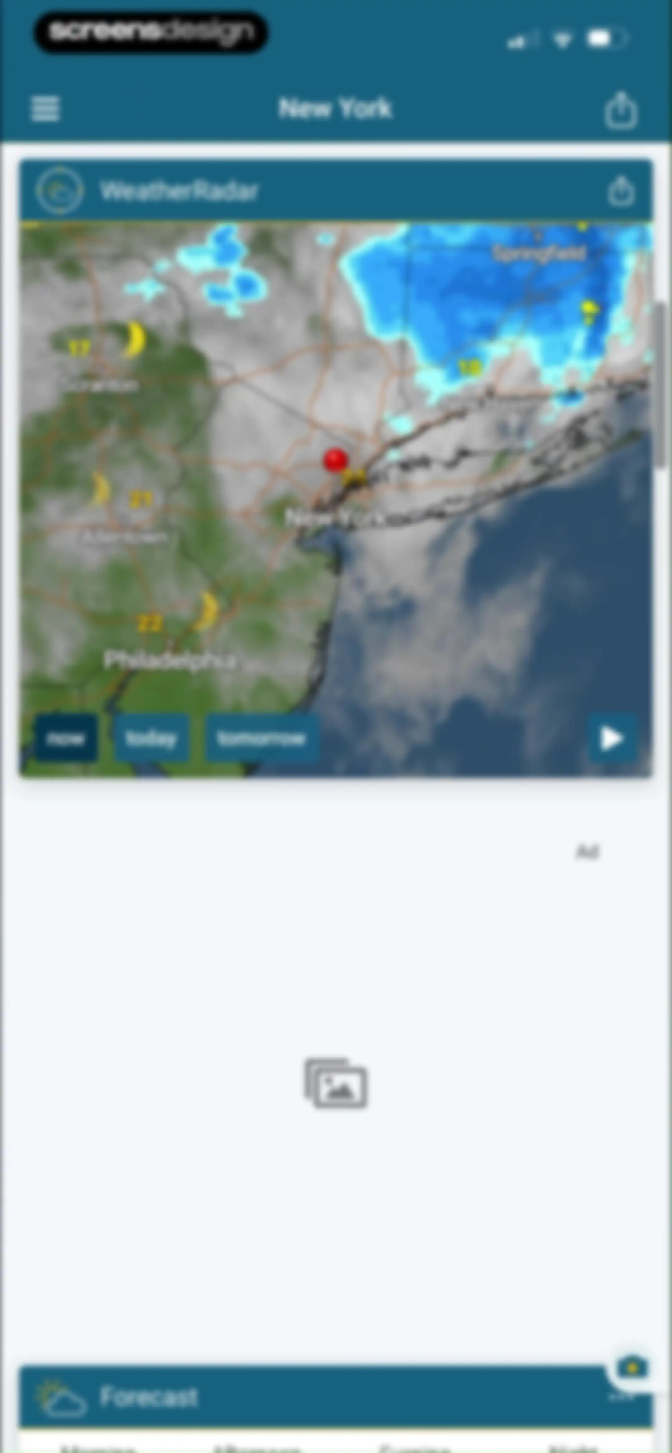 Weather & Radar screen 35
