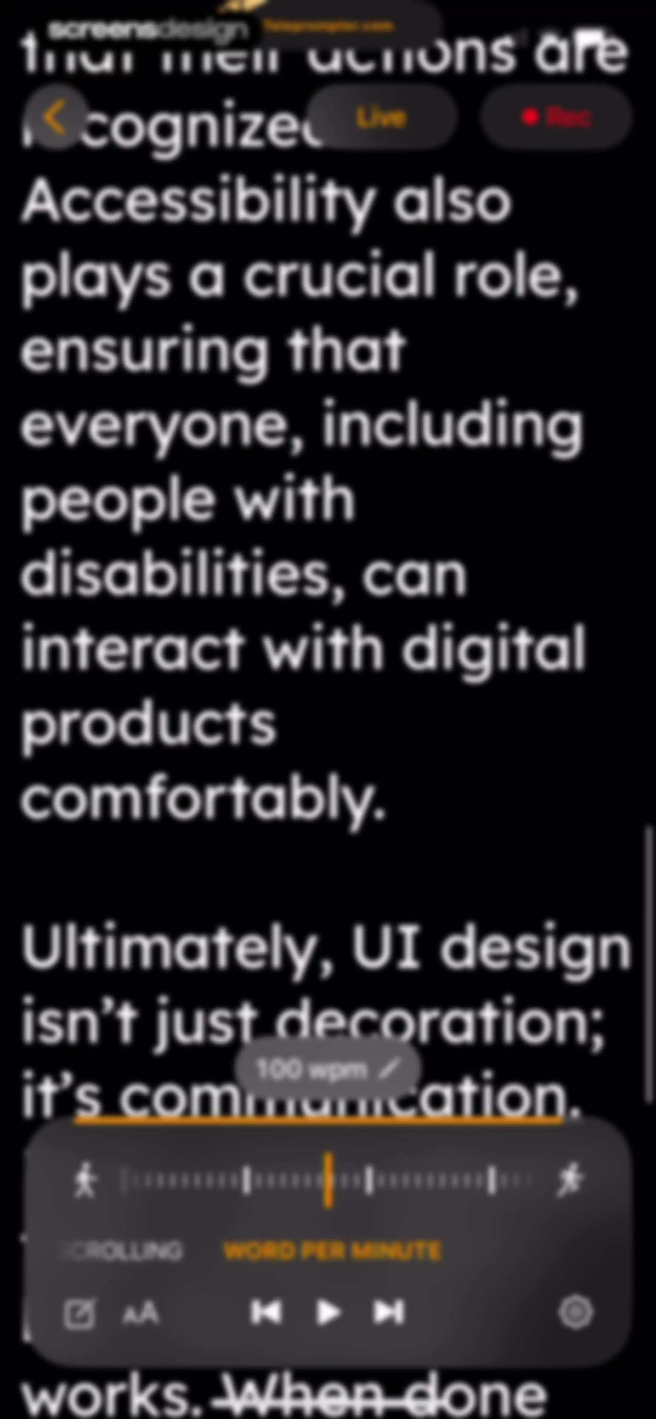 Teleprompter.com screen 101
