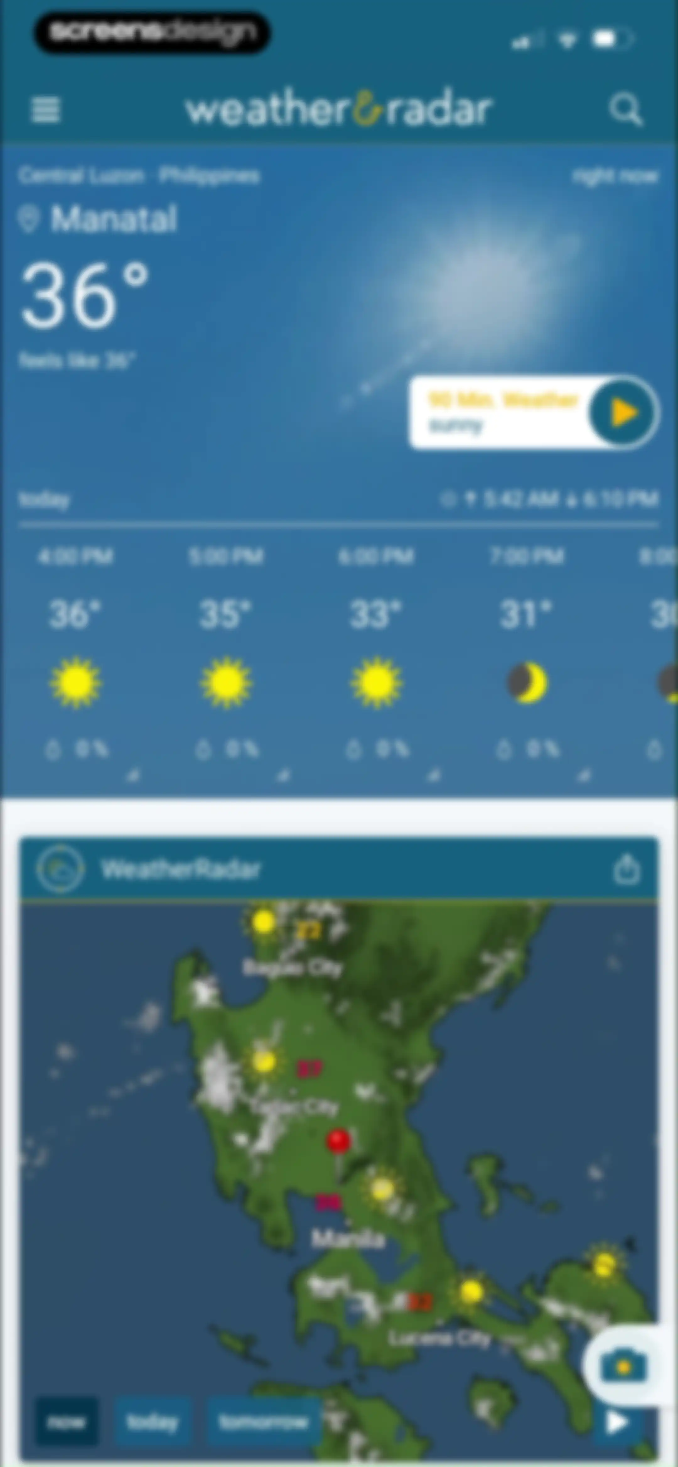 Weather & Radar screen 54